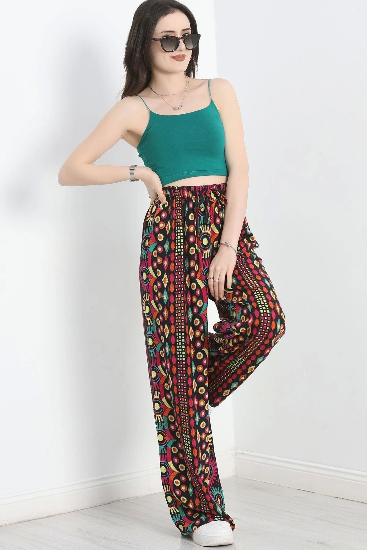 OurStyles Desenli Viskon Pantolon Rengarenk - 40988.701.