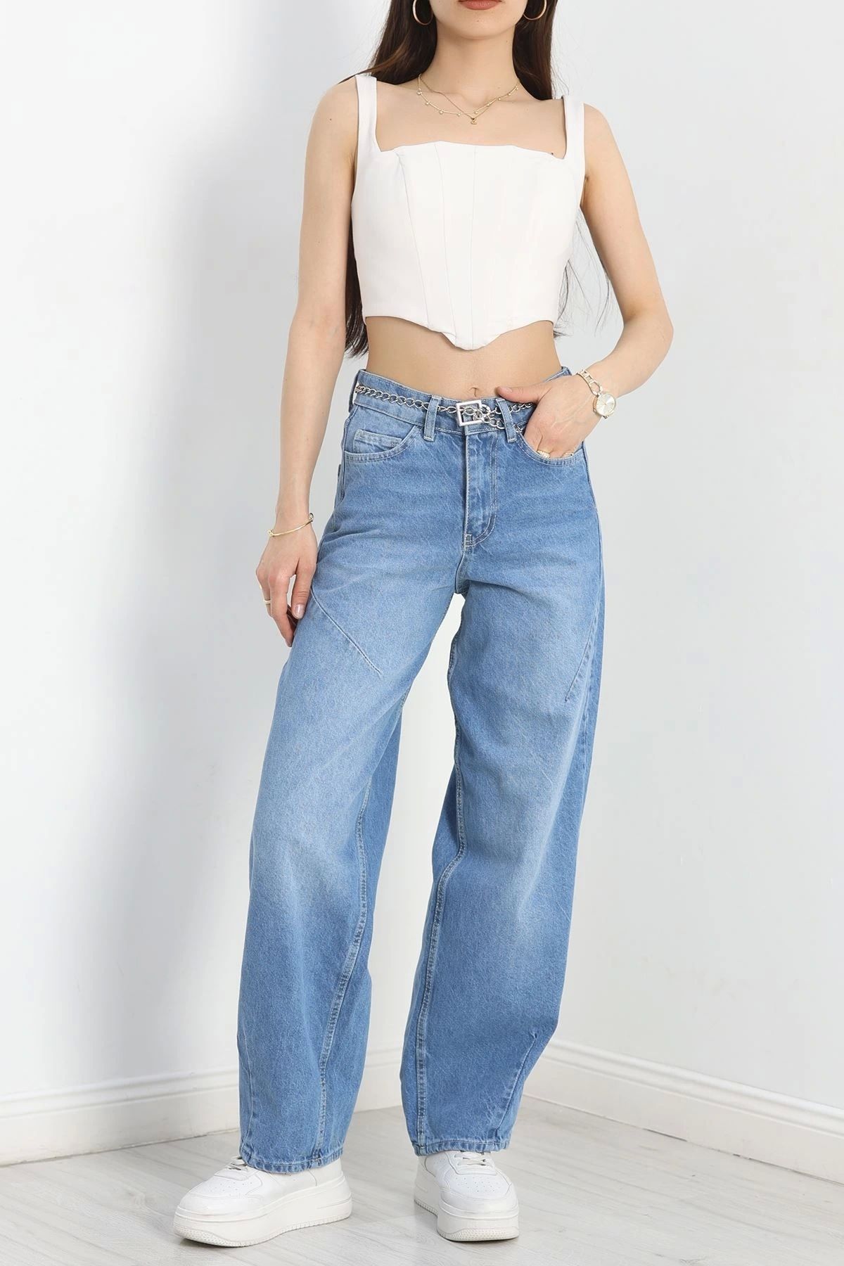 OurStyles Baggy Jean Kot Pantolon Açıkmavi - 20891.1184.