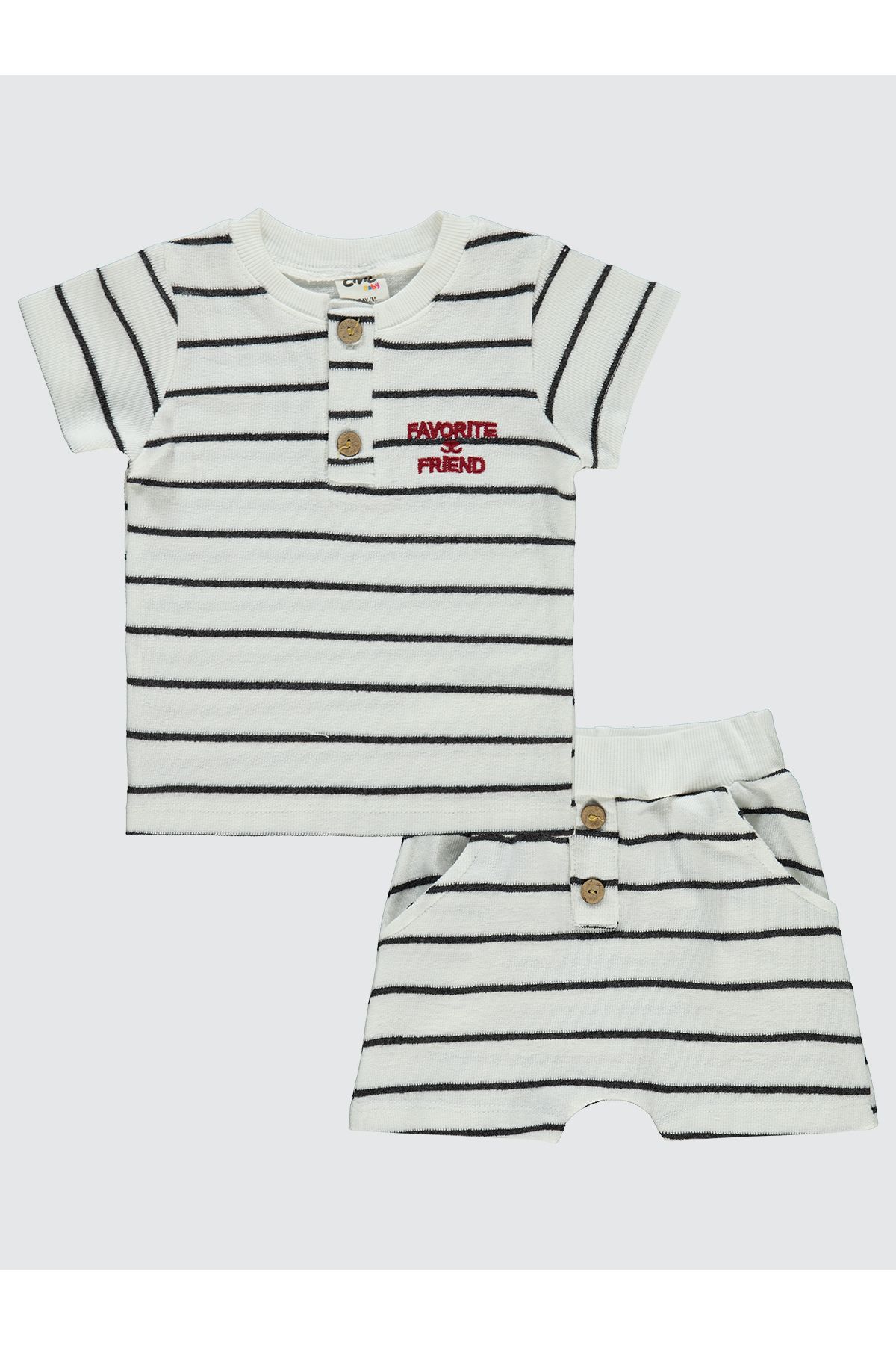 Civil Baby Erkek Bebek Şortlu Takım 6-18 Ay Ekru