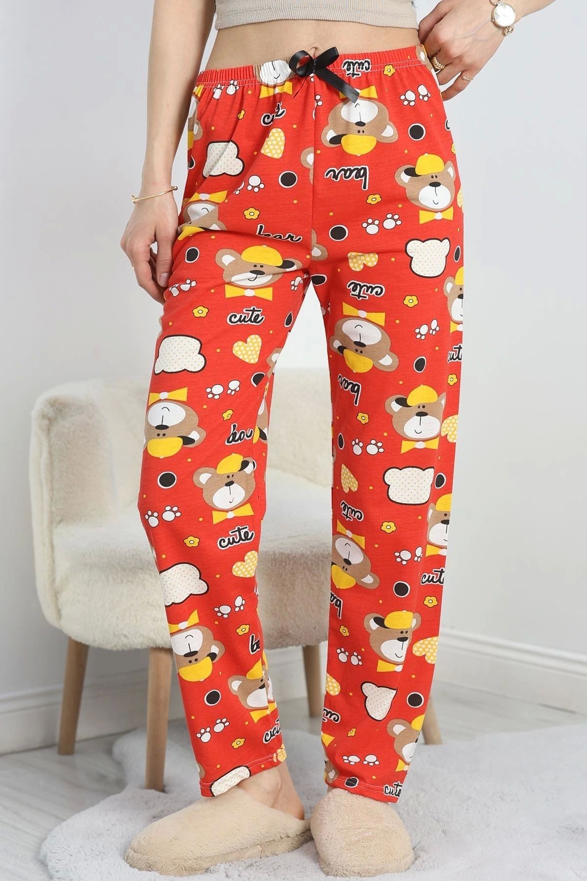 OurStyles Rotasyon Pijama Altı Kırmızıbej - 50192.1929.