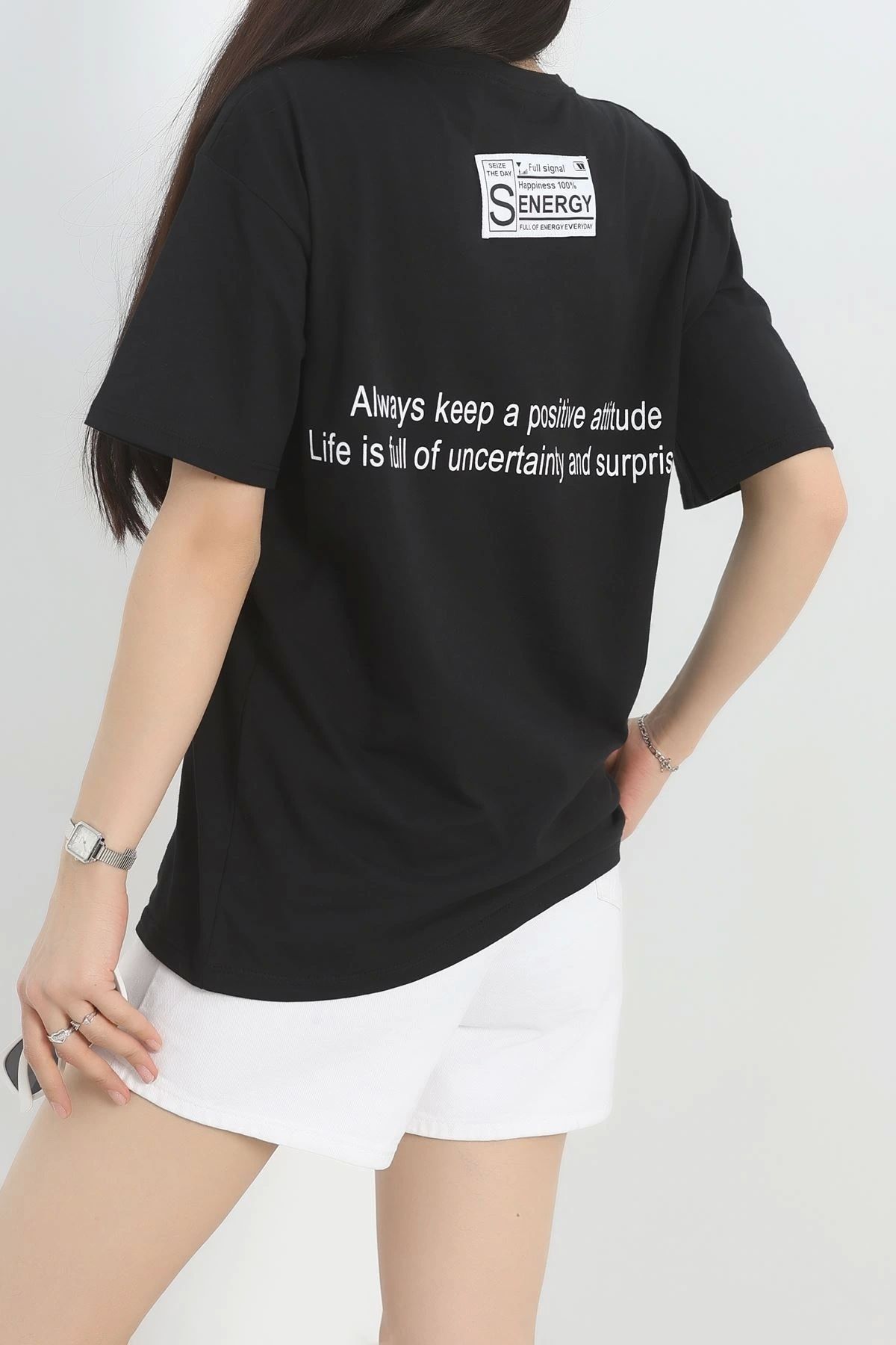 OurStyles Baskılı Oversize Tişört Siyah1 - 40649.1872.