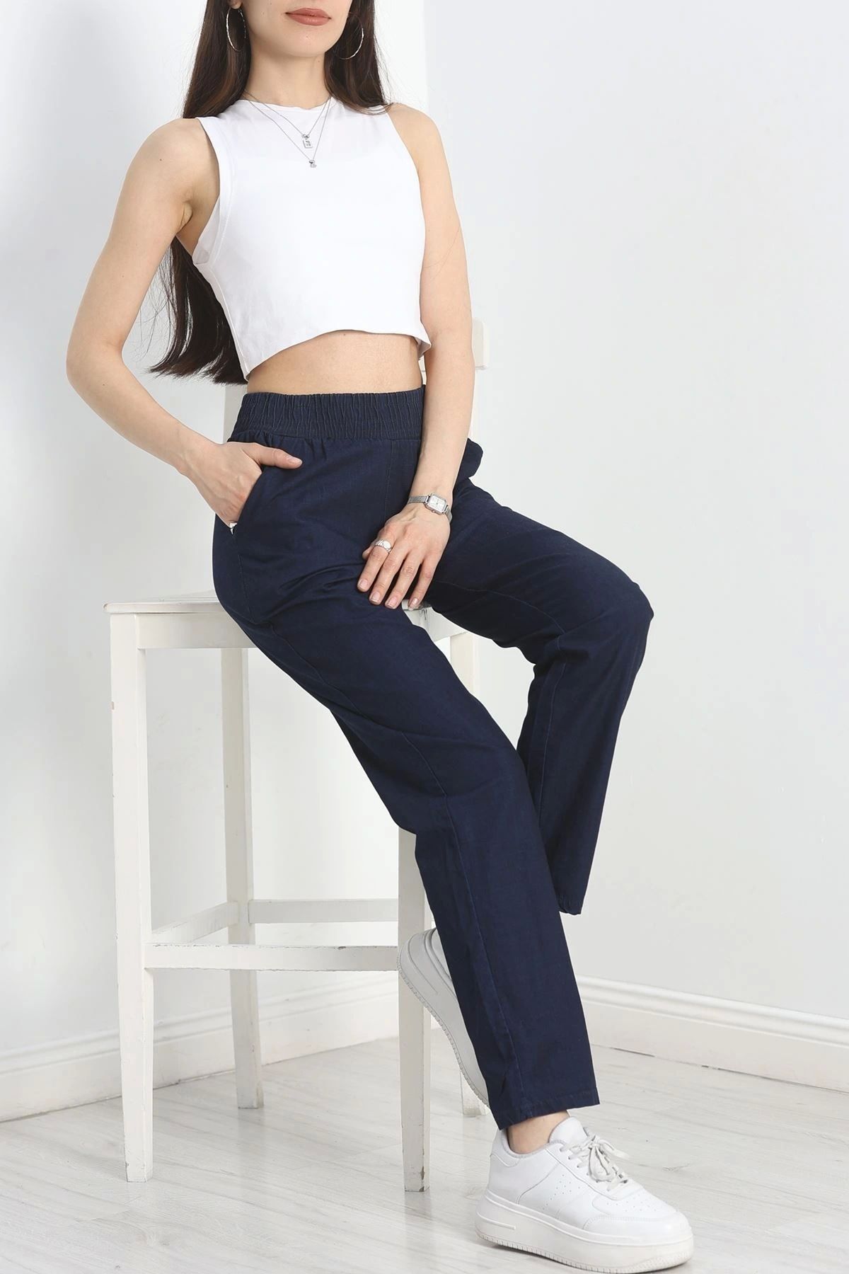 OurStyles Bel Lastikli Pantolon Lacivert2 - 40744.1431.