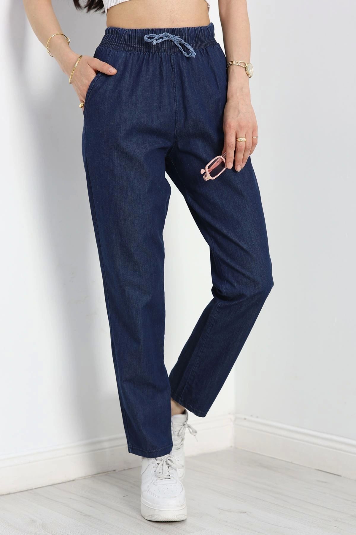 OurStyles Bel Lastikli Pantolon Koyumavi - 40744.1431.