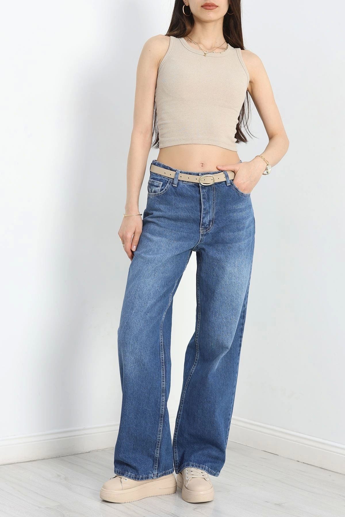 OurStyles Palazzo Kot Pantolon Mavi - 30317.1184.