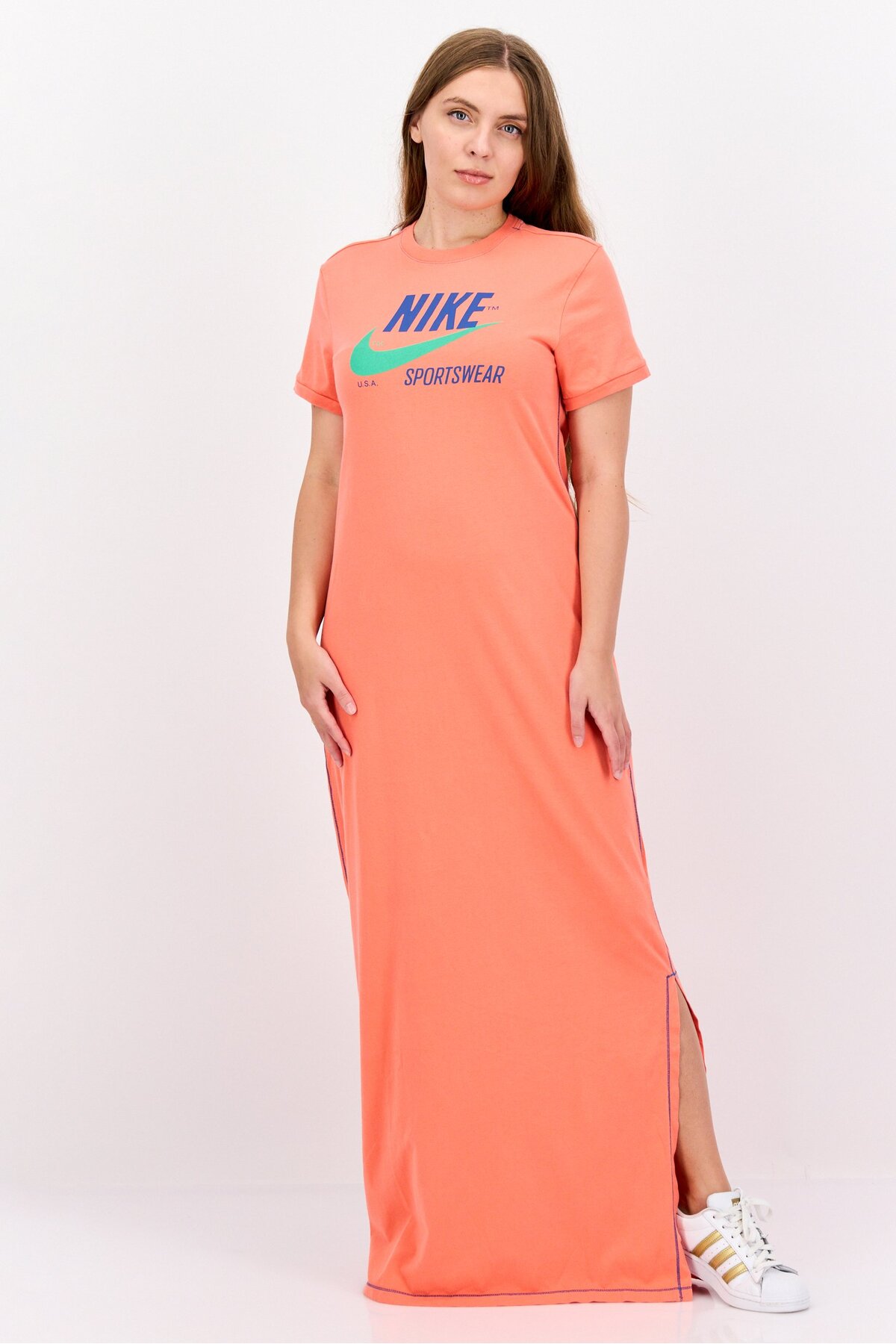 orange nike t shirt dress