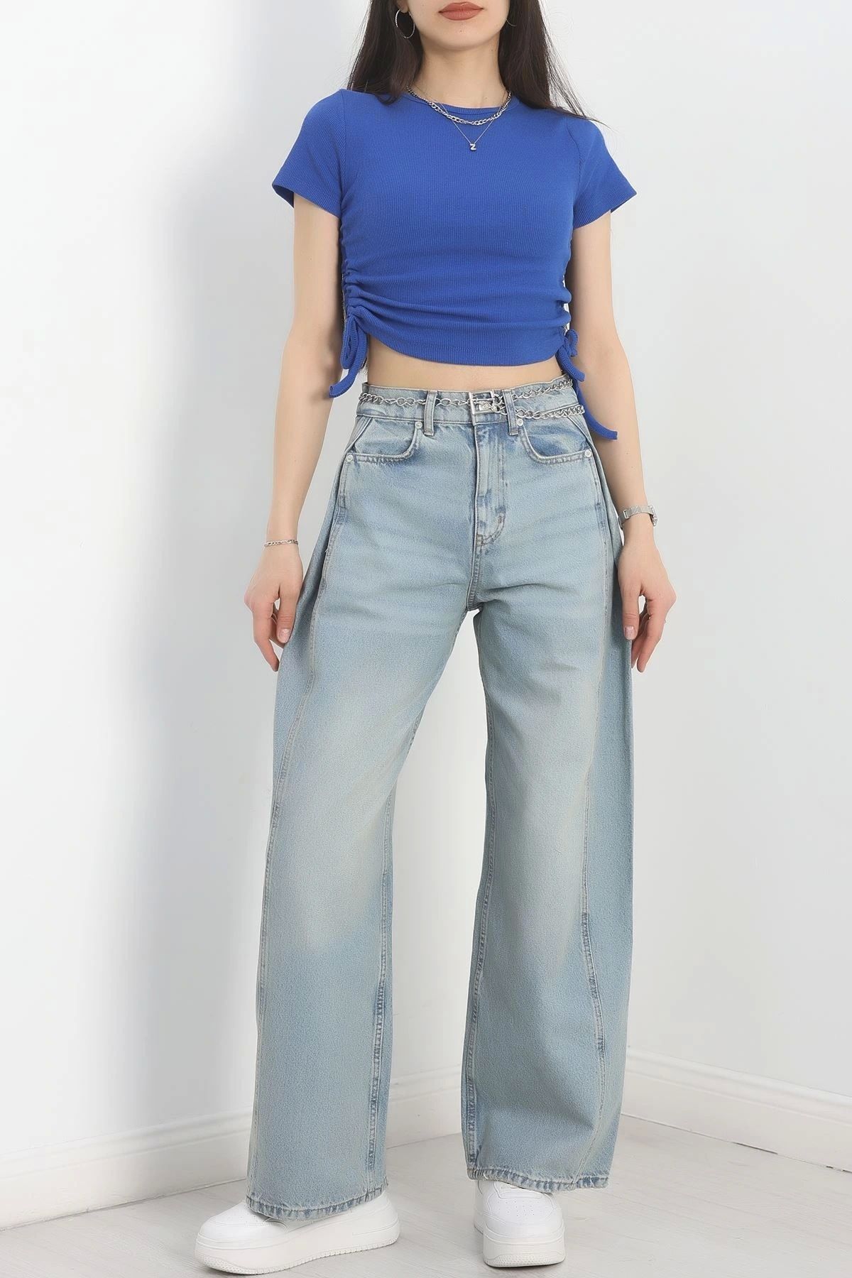 OurStyles Büzgü Detaylı Baggy Kot Pantolon Açıkmavi2 - 30434.1966.