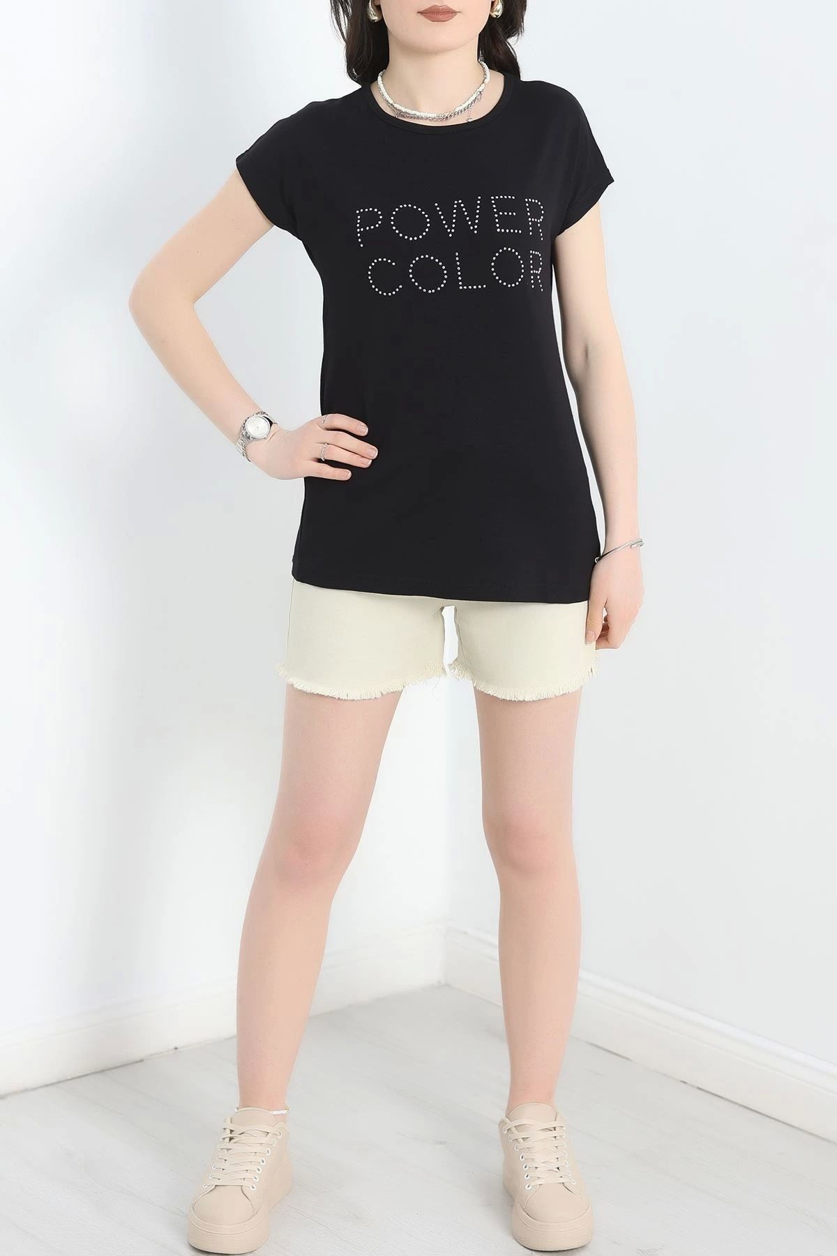 OurStyles Taş Detay Viskon Bluz Siyah - 40655.599.