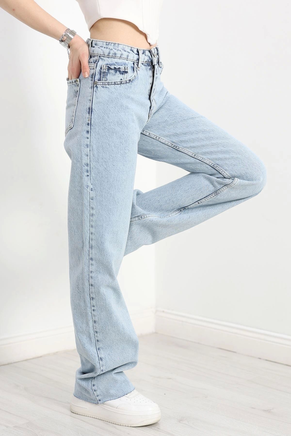 OurStyles Kesik Paça Straight Kot Pantolon Buzmavi - 30544.1975.