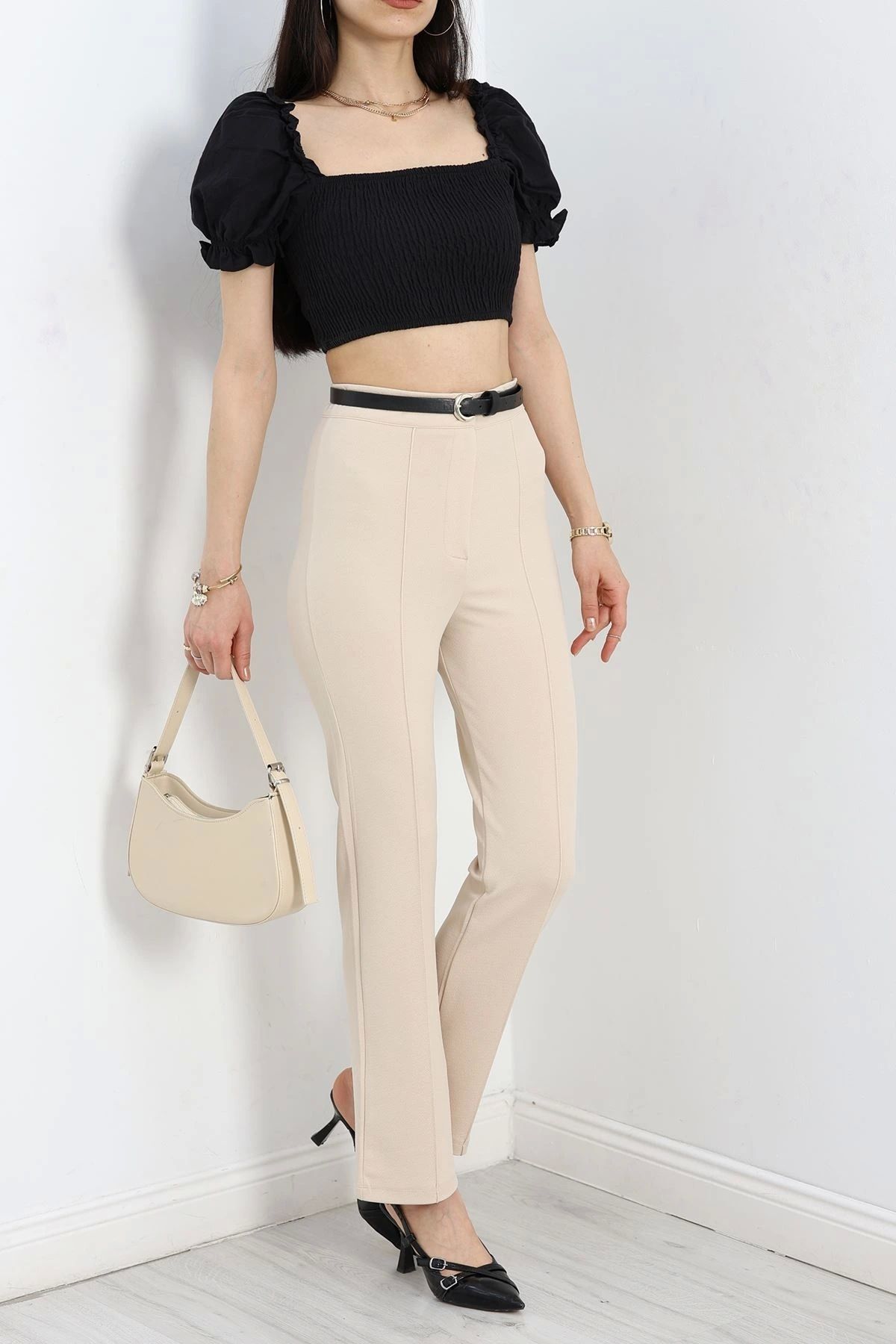 OurStyles Çımalı Zra Krep Pantolon Bej - 24234.683.