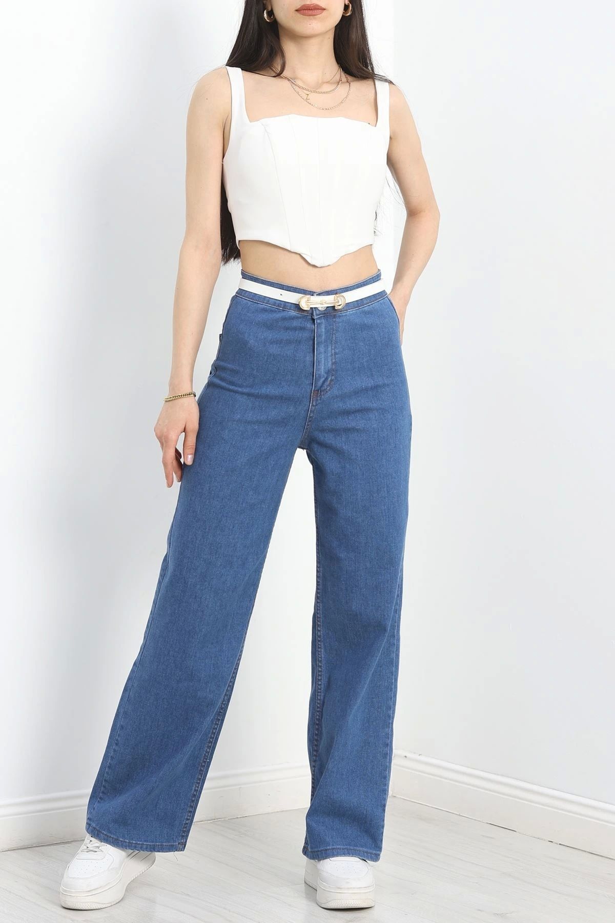 OurStyles Cepsiz Palazzo Kot Pantolon Mavi3 - 40466.1431.