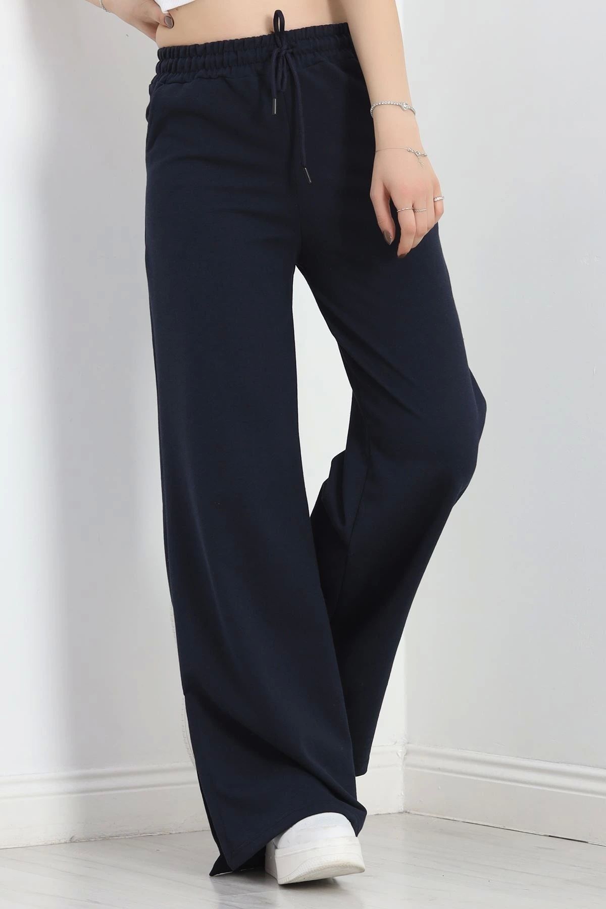 OurStyles Yırtmaçlı 2 İplik Eşofman Altı Lacivert - 40025.1857.