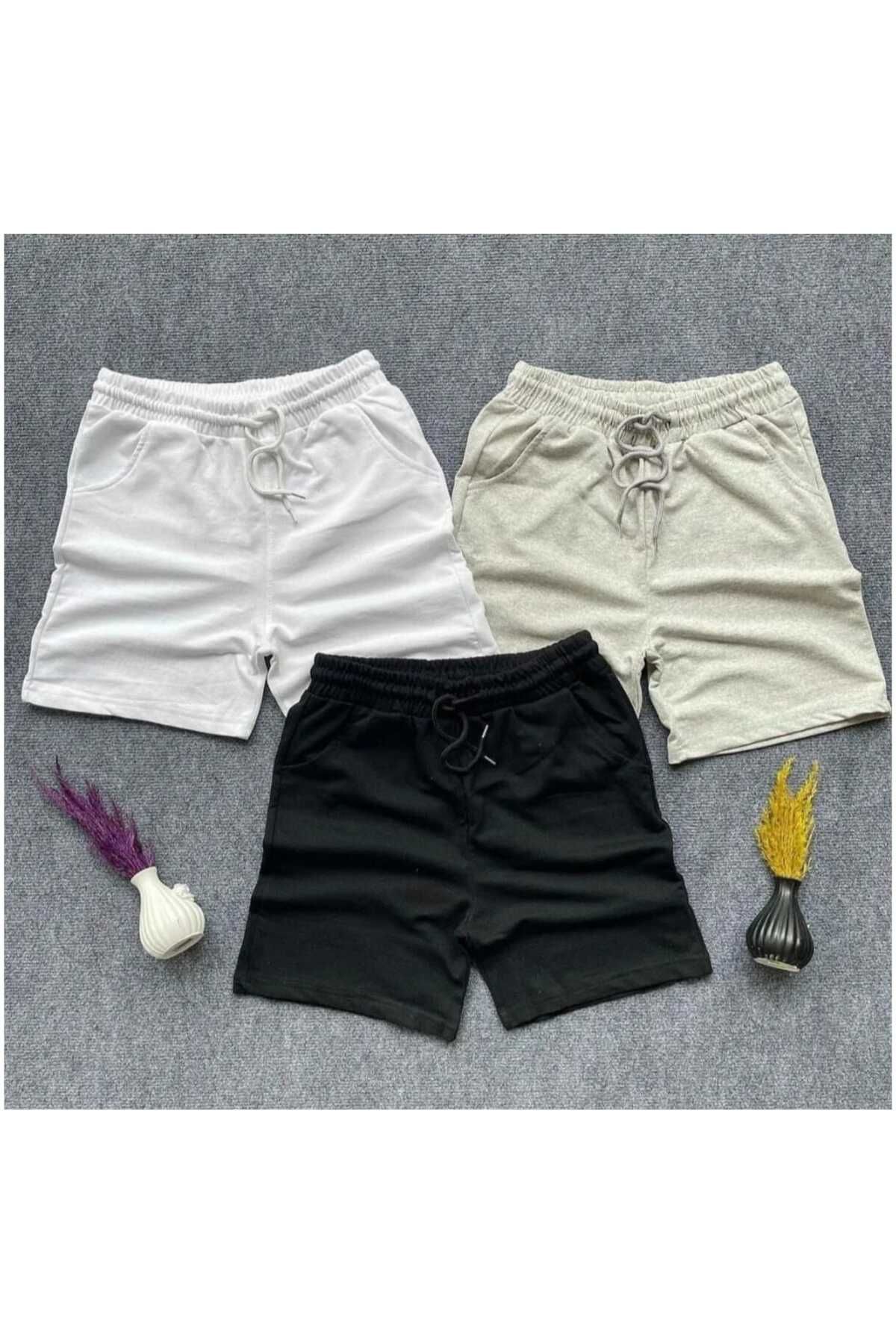 TREND ALİSSE Erkek 3'Lü Paket Regular Fit Şort - Spor Cepli Kısa Şort & Bermuda