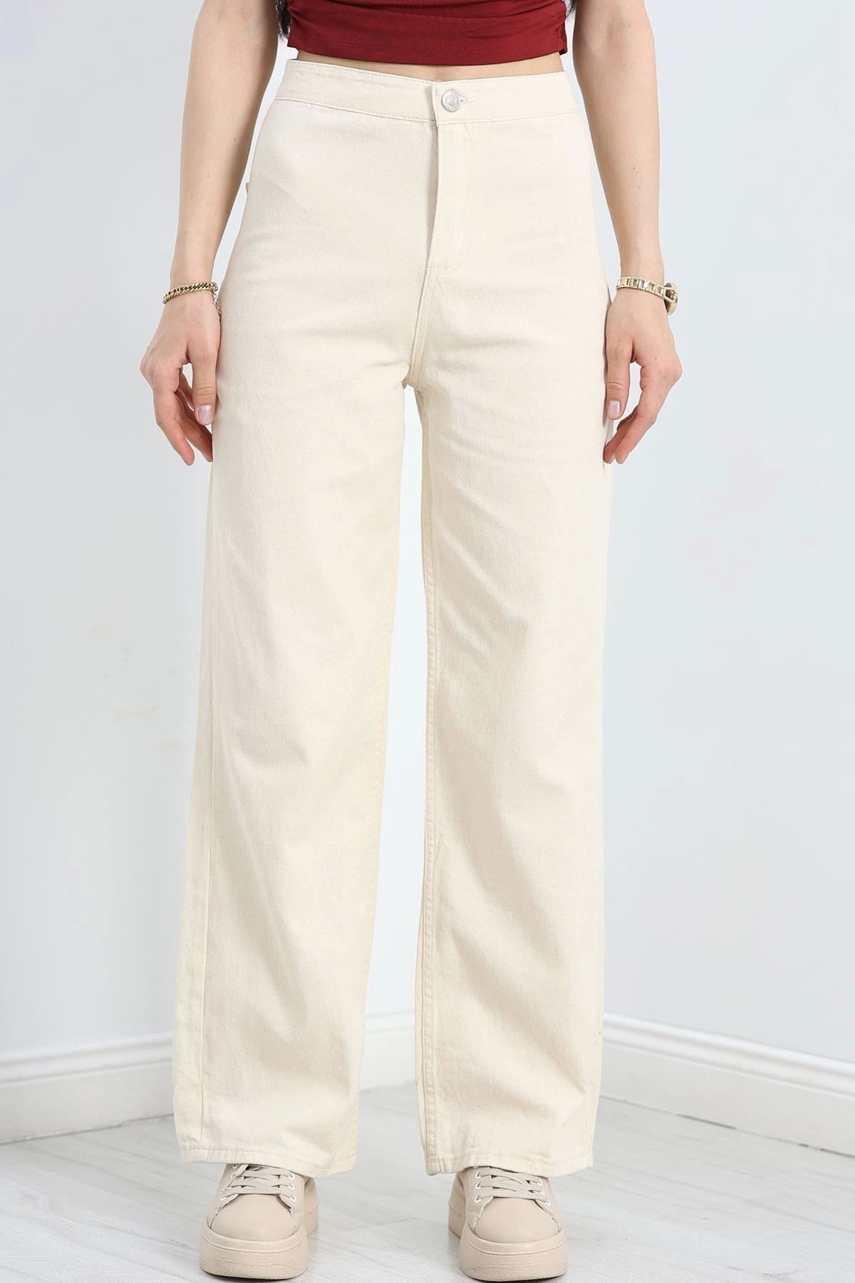 OurStyles Cepsiz Palazzo Kot Pantolon Bej - 40466.1431.