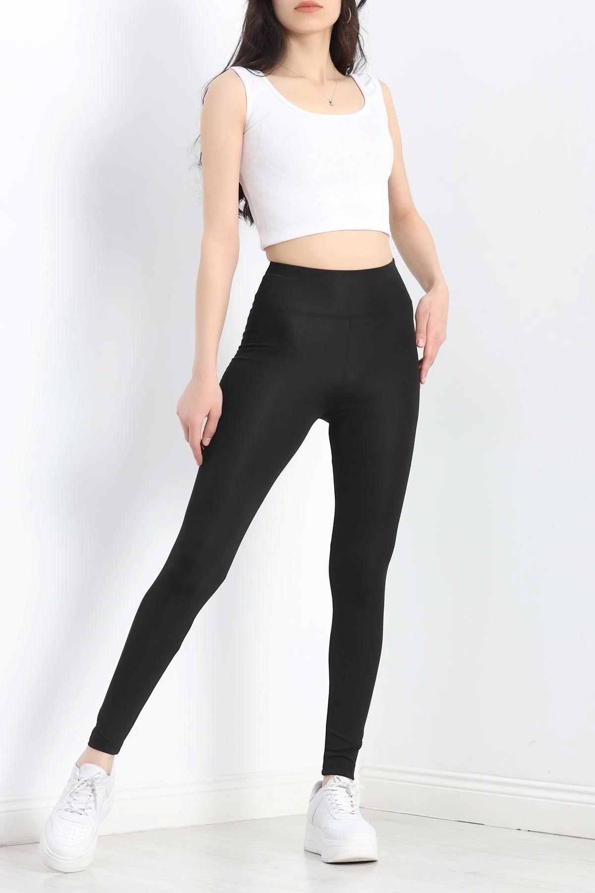 OurStyles Bel Yazılı Dalgıç Tayt Siyah - 50066.1098.