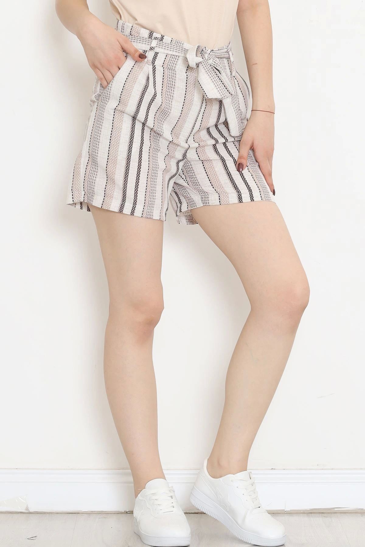 OurStyles Keten Şort Ekrubej - 1018.1247.