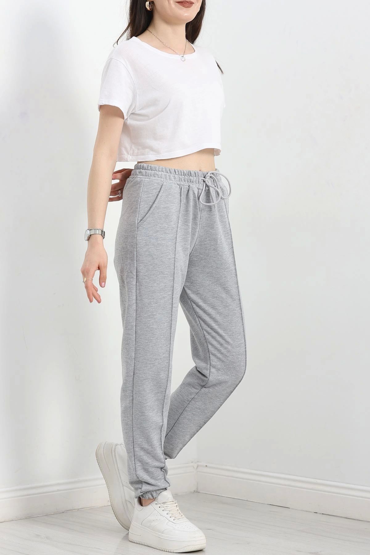 OurStyles Paça Lastikli 1.Sınıf Penye Eşofman Altı Gri - 40510.1431.