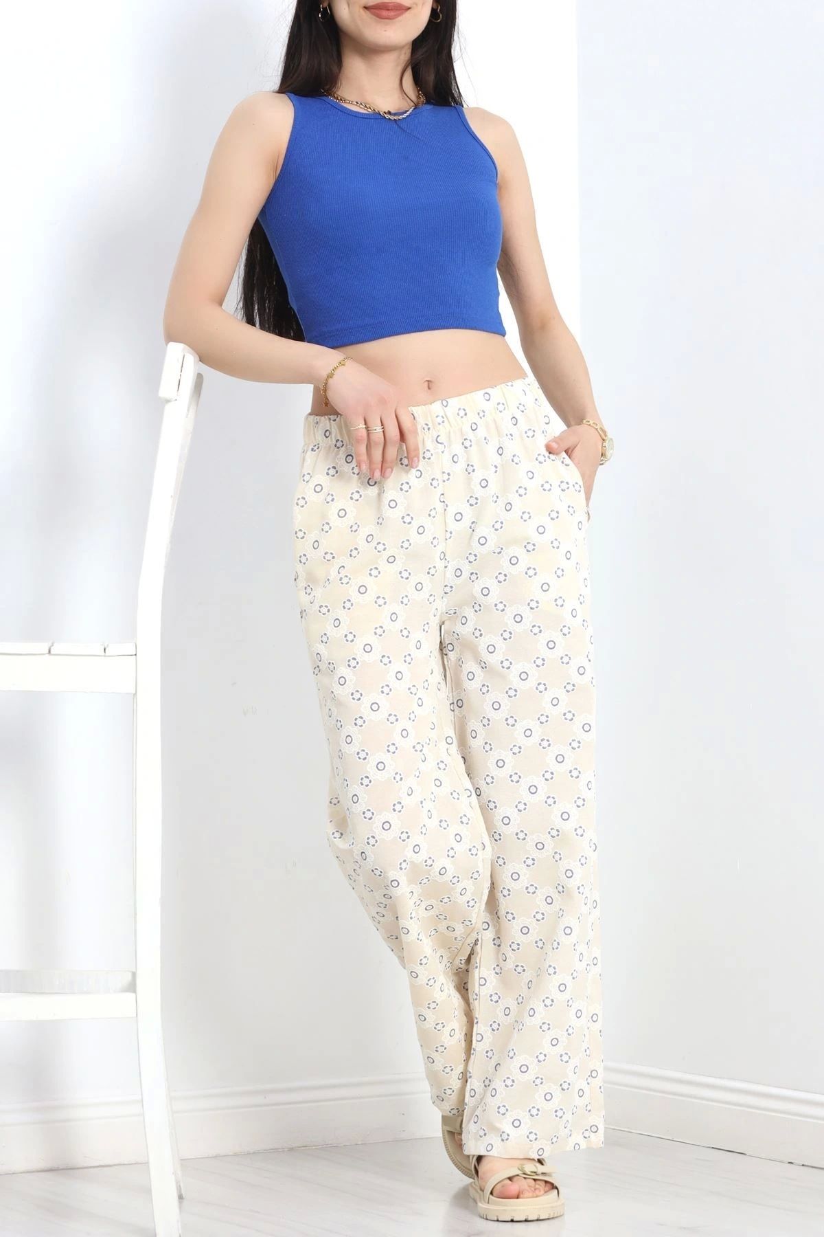 OurStyles Nakışlı Dokuma Pantolon Bejindigo - 19852.1837.