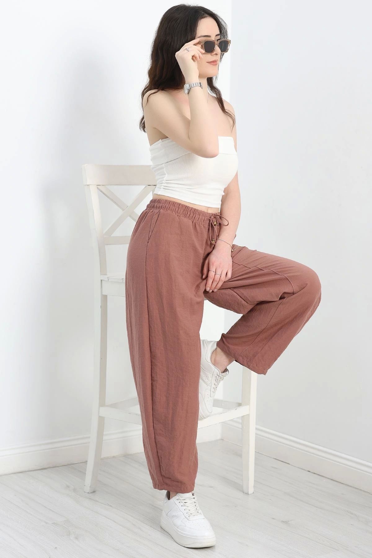 OurStyles Çımalı Şalvar Pantolon Kakao - 320.1247.