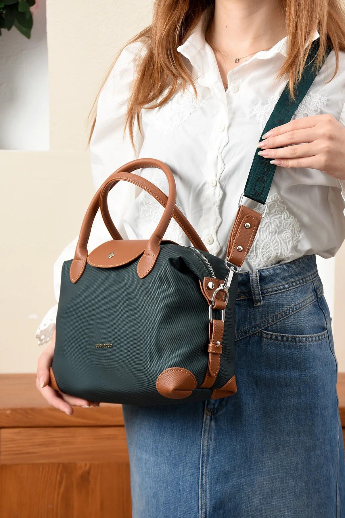 Just Polo Kadın Büyük Boy Yeni Sezon Polo Kumaş El Ve Omuz Çantası 346059PC