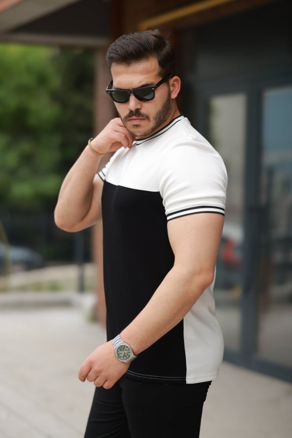 Erkek Parçalı Renk Kısa Kollu Tişört