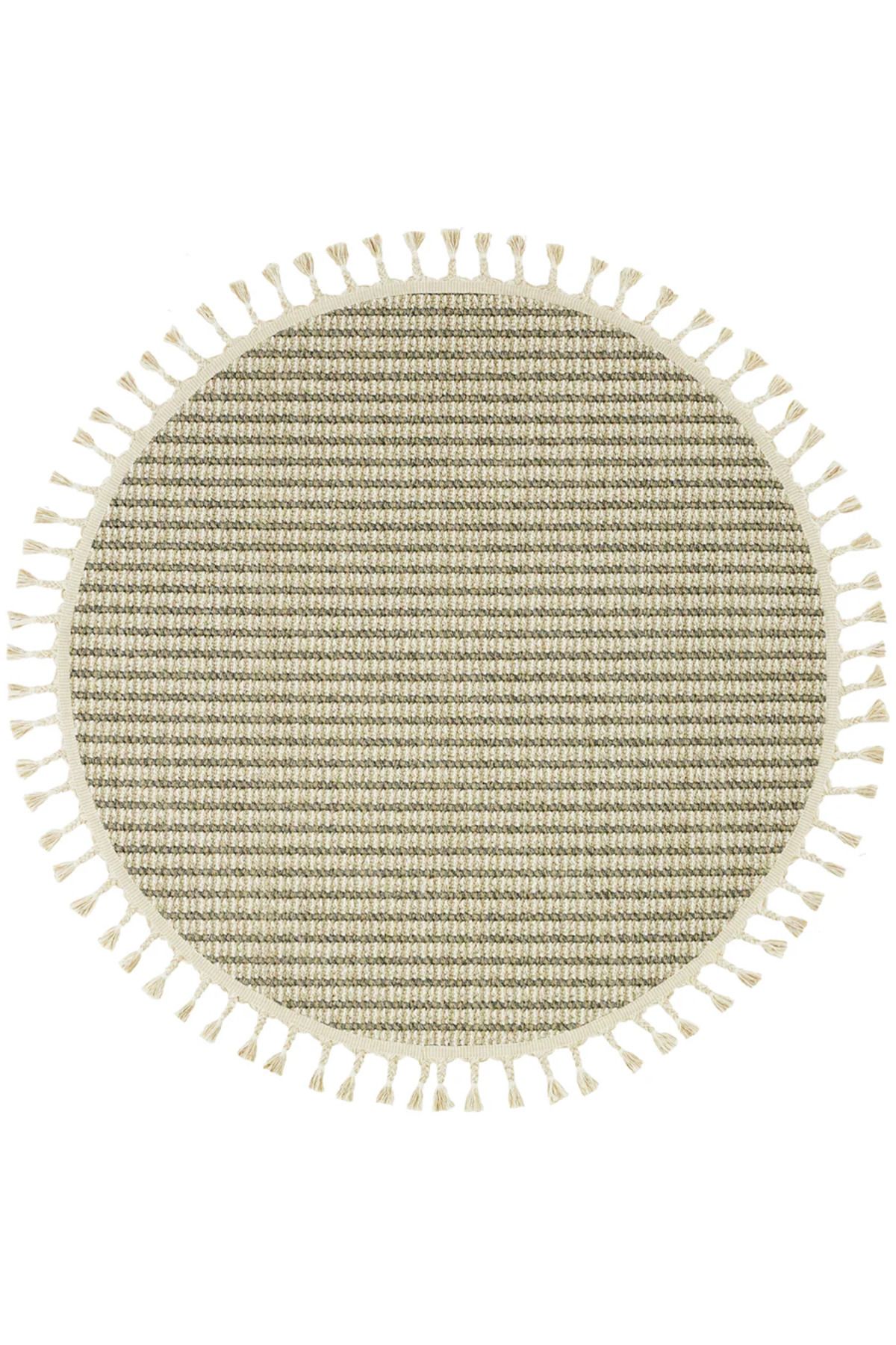 Halımax Eko Halı Soho SH 17 Beige Ivory Hav Toz Vermez Bukle Makine Halısı Yuvarlak Mutfak Halısı