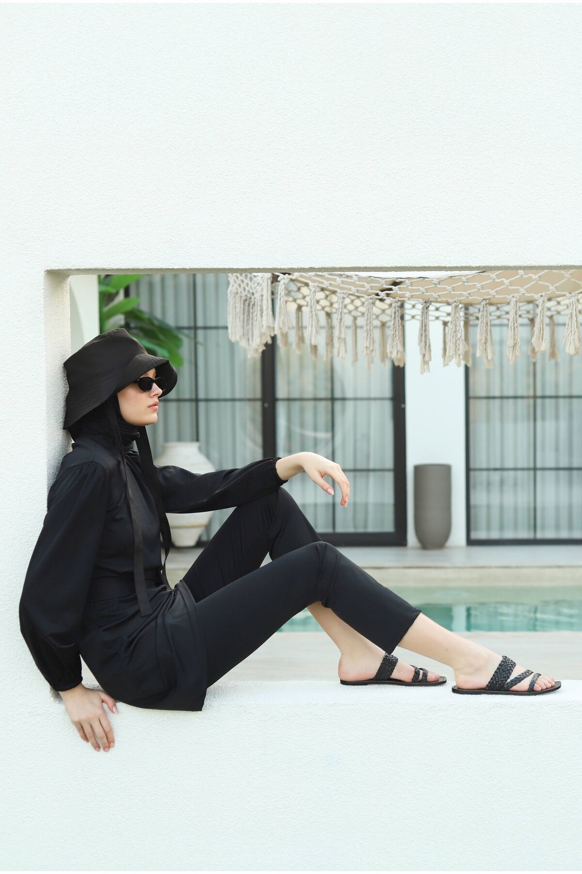 HEQA-Σετ μαγιό Lycra Basic Swimming Hijab 5