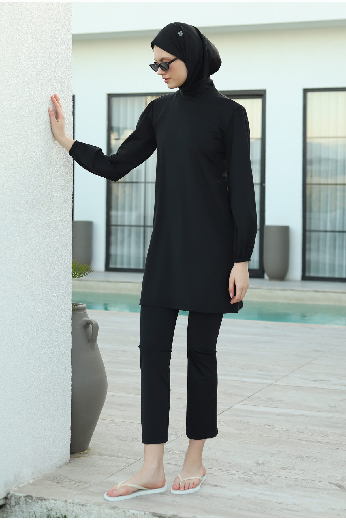 HEQA-Σετ μαγιό Lycra Basic Swimming Hijab 4