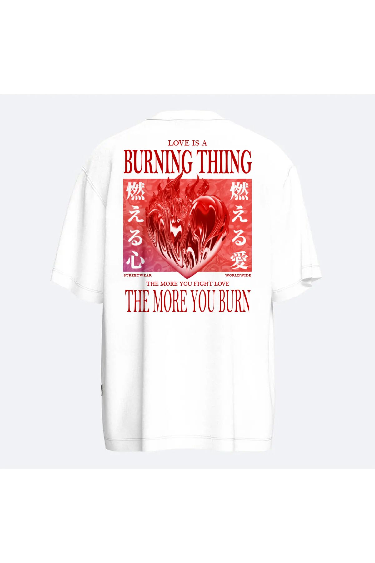 Fandr Store Beyaz Oversize Burning Thing Unisex T-shirt