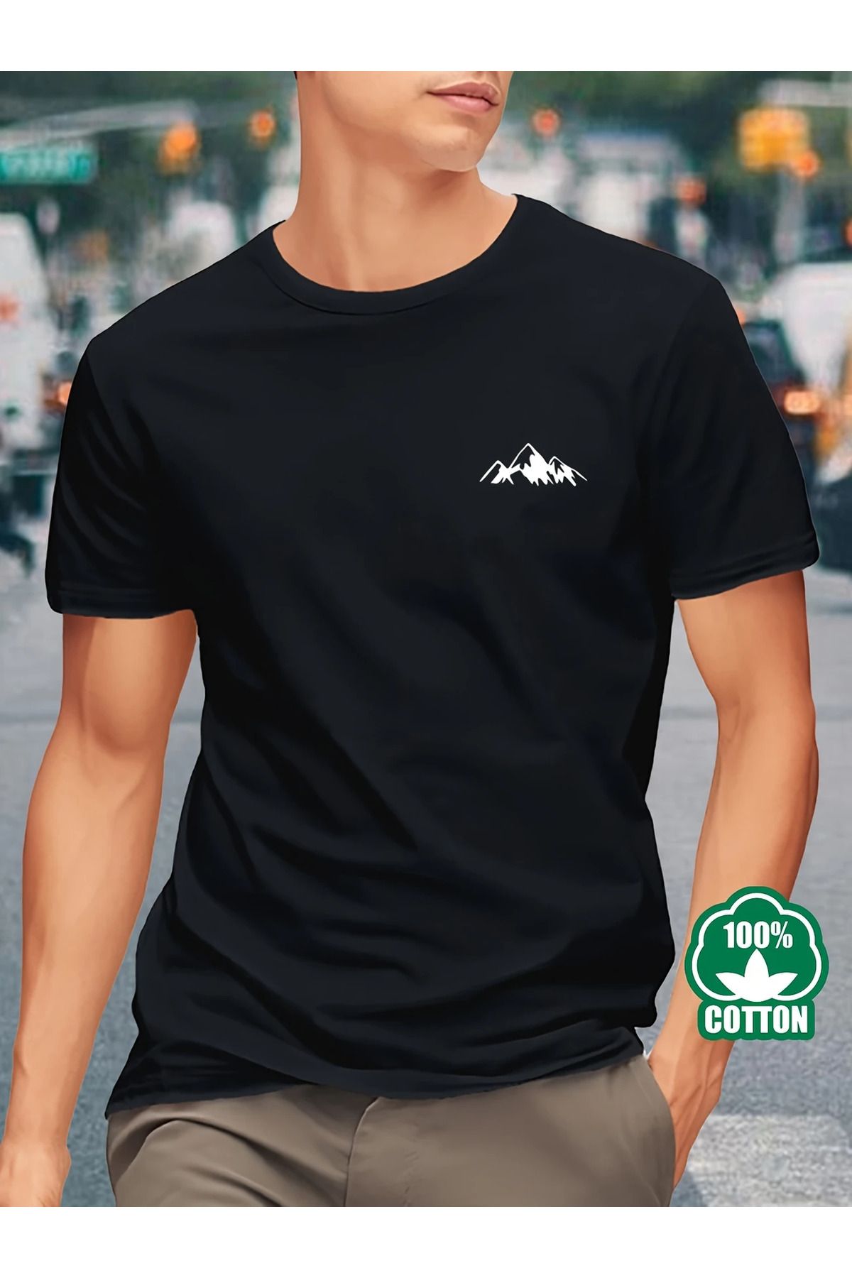 aynewmoda Dağ Baskılı - Unisex Oversized T-shirt