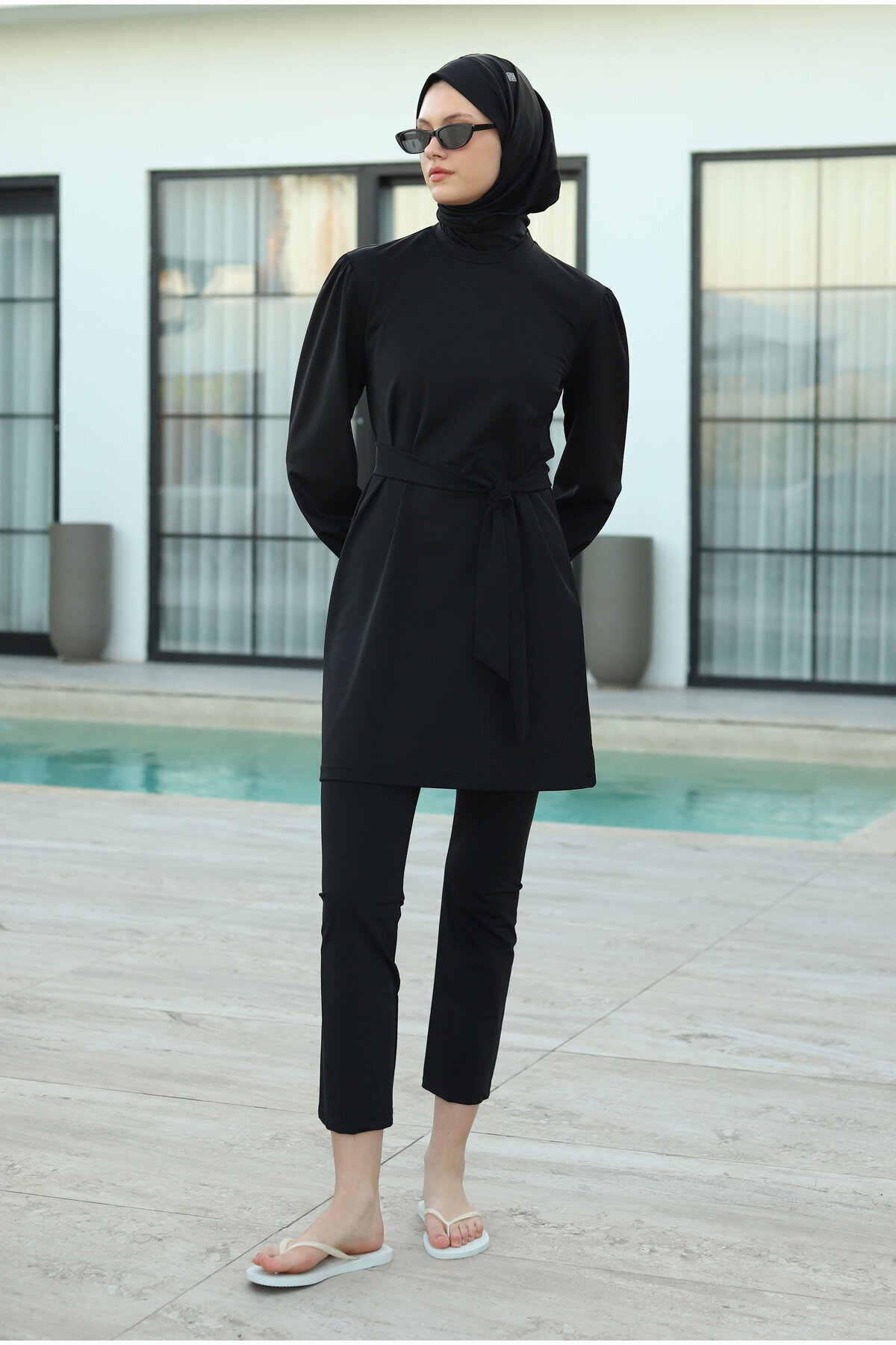 HEQA-Σετ μαγιό Lycra Basic Swimming Hijab 7