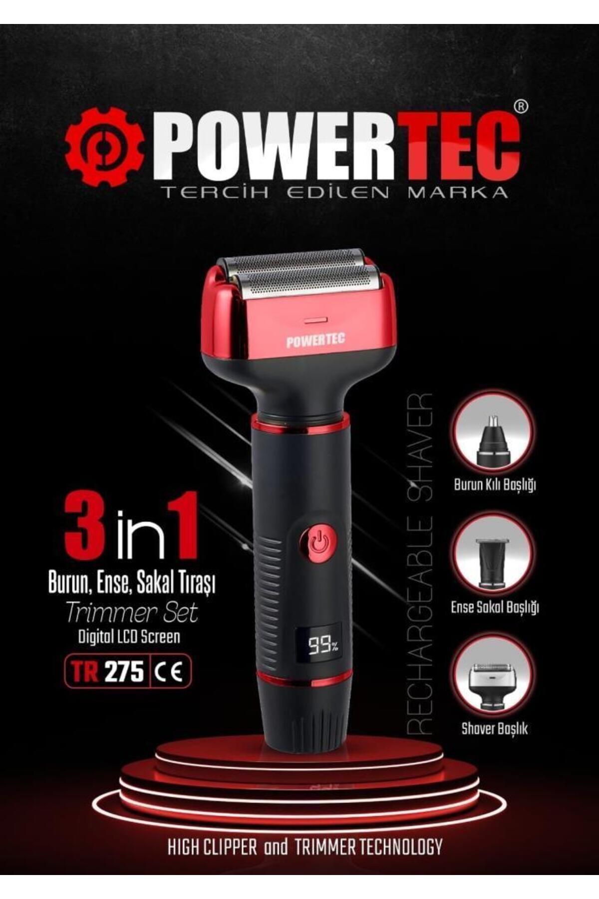 teknotrust TR-275 3/1 Profesyonel Günlük Sakal Tıraş Makinesi Kulak Temizleme Burun Kılı Erkek Bakım Kiti