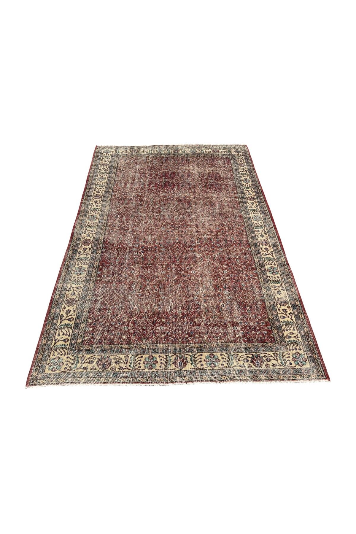 BURAK HALI El Dokuma Isparta Halısı 205x305 Kırmızı Eskitme Vintage Yün Halı