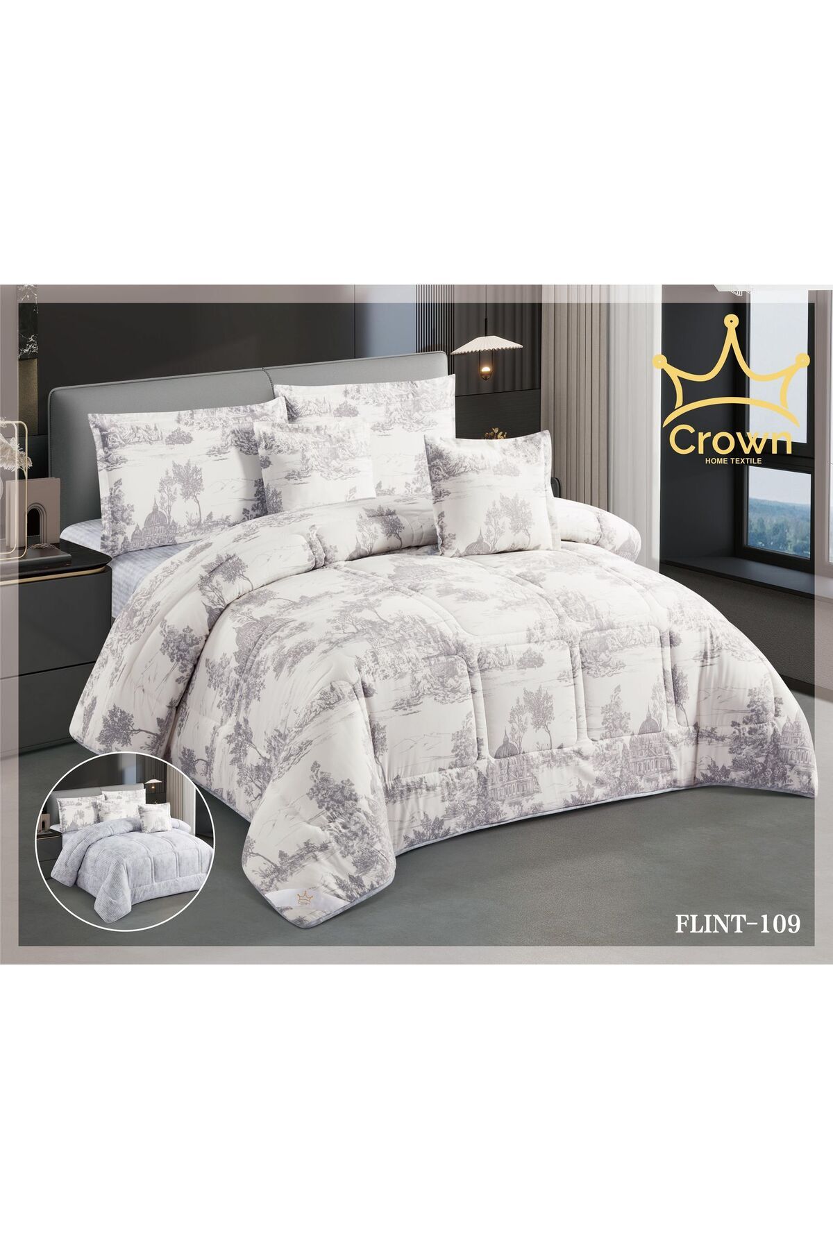 Generic-6-piece double bed sheet, center filling, two-sided, plain, in distinctive colors 3
