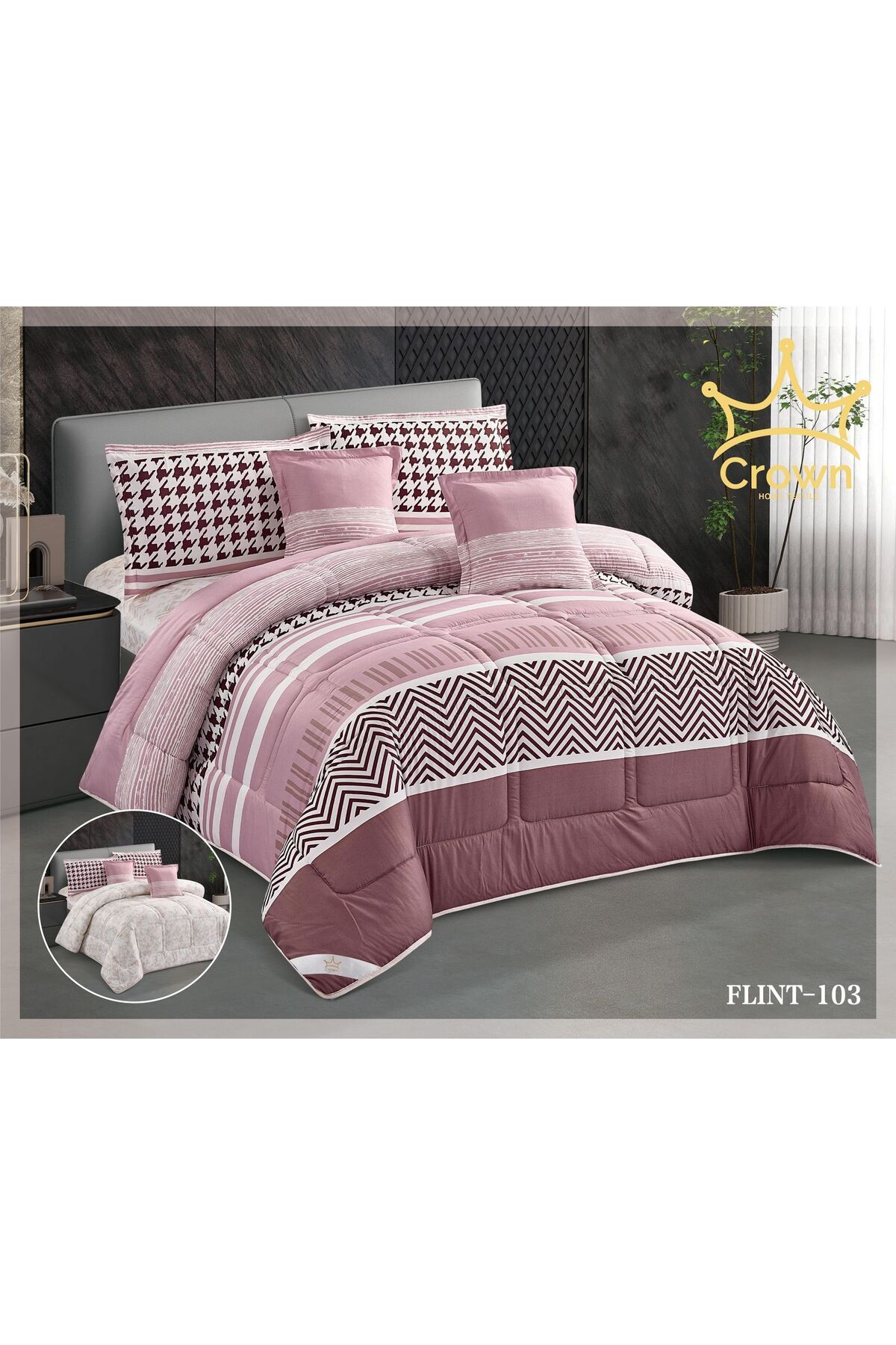 Generic-6-piece double bed sheet, center filling, two-sided, plain, in distinctive colors 5