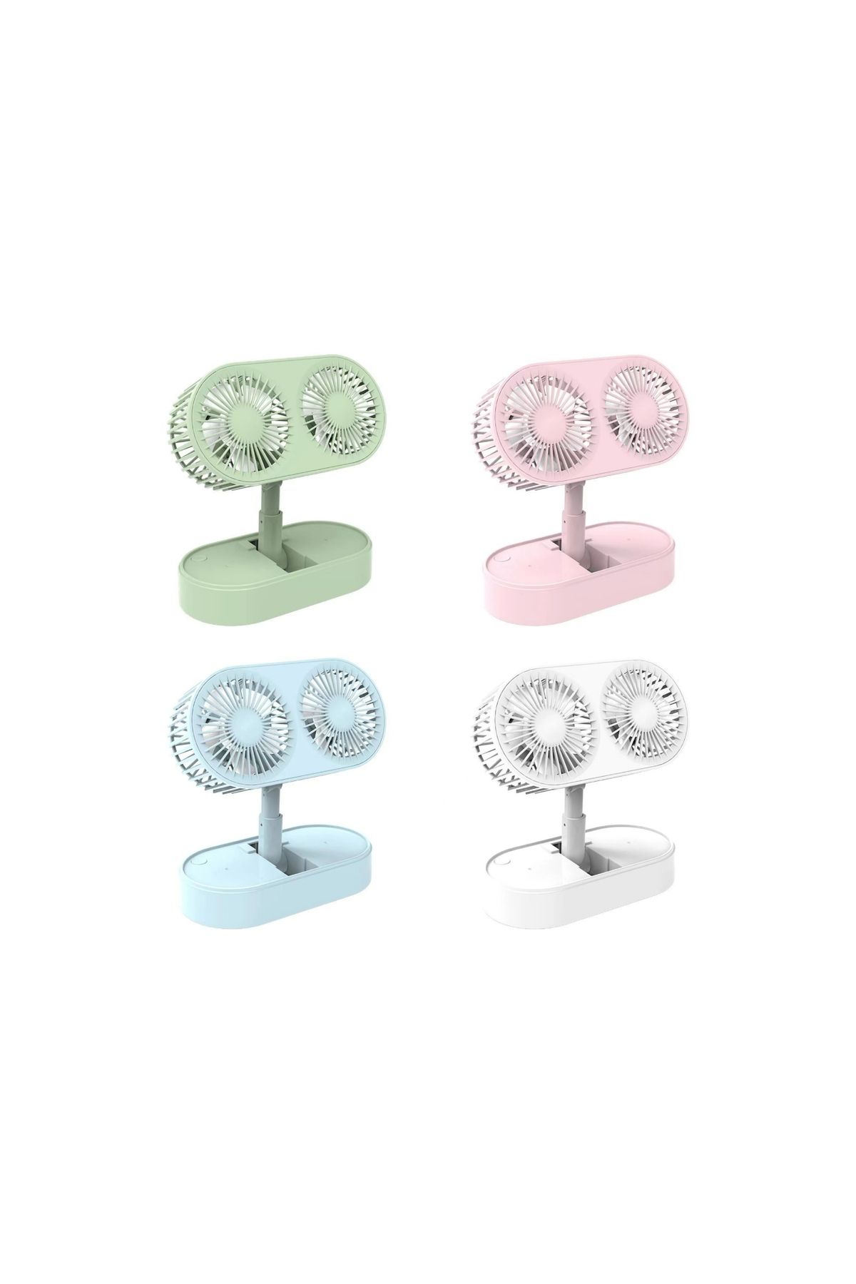 Apricot F6 Şarjlı 3 Kademeli Karışık Renk Çift Fanlı Katlanabilir Taşınabilir Masaüstü Usb Fan