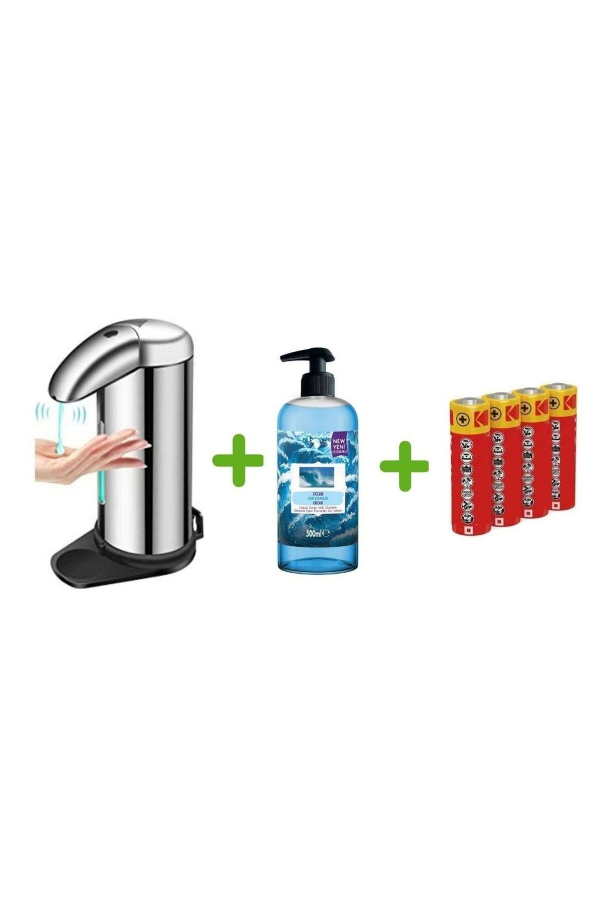 Sia SENSÖRLÜ FOTOSELLİ SIVI SABUNLUK,PİLLER DAHİL VE BİR ADET 500 ML SIVI SABUN OKYANUS KOKULU