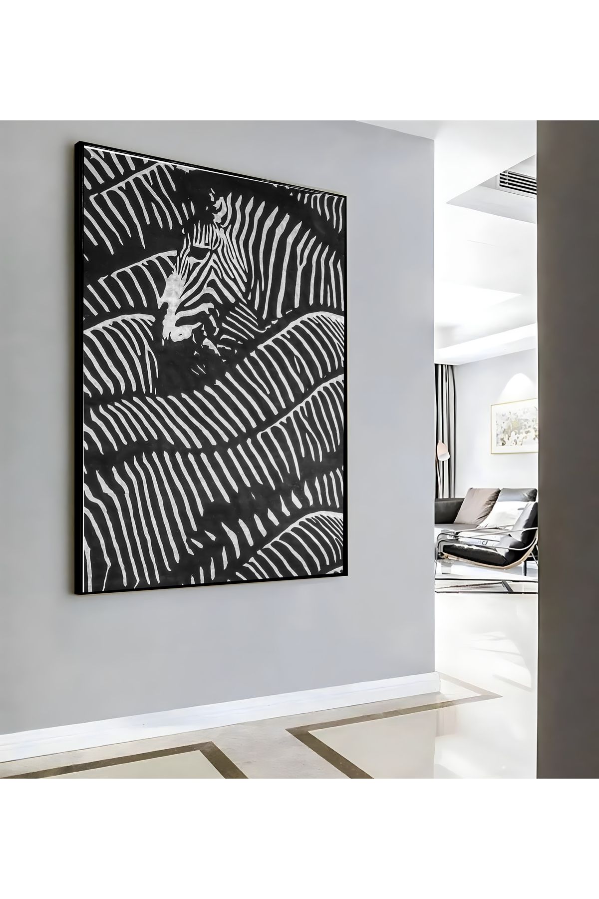 Harikabirev HARİKABİREV|ZEBRA SOYUT MODELİ ( CKD-147) |ÇERÇEVELİ KANVAS TABLO CKDİKEY