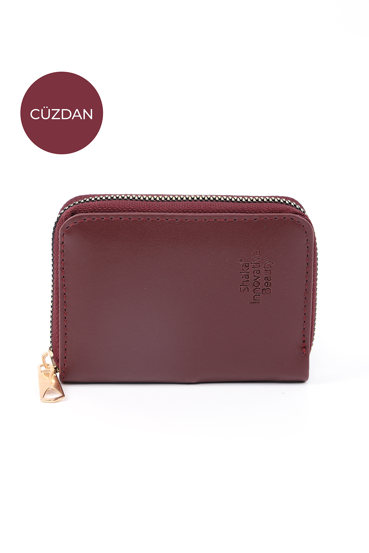 Shaka  Bordo SHK63 Kartlıklı Bozuk Para Ve Kağıt Para Bölmeli Fermuarlı Şık Suni Deri Cüzdan