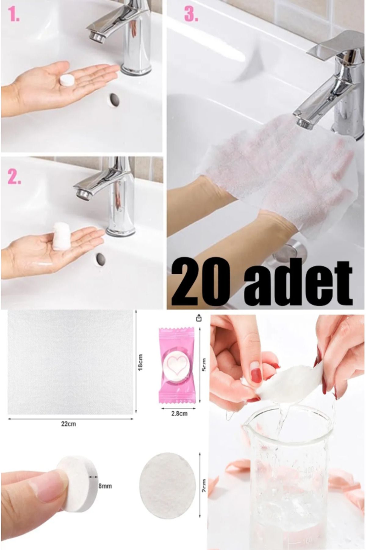 TUMU LIFE 20 Adet Sıkıştırılmış Seyahat Havlusu