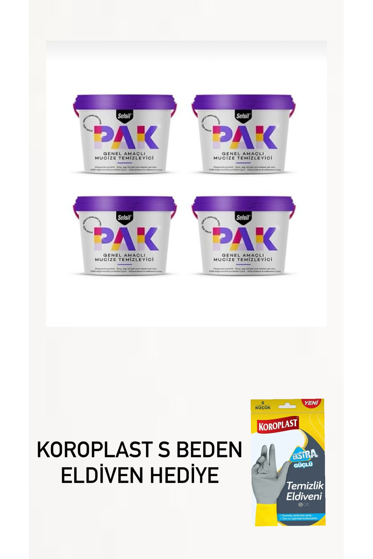 Selsil 4 adet selsil pak temizleyici - koroplast ekstra güçlü eldiven hediye S beden