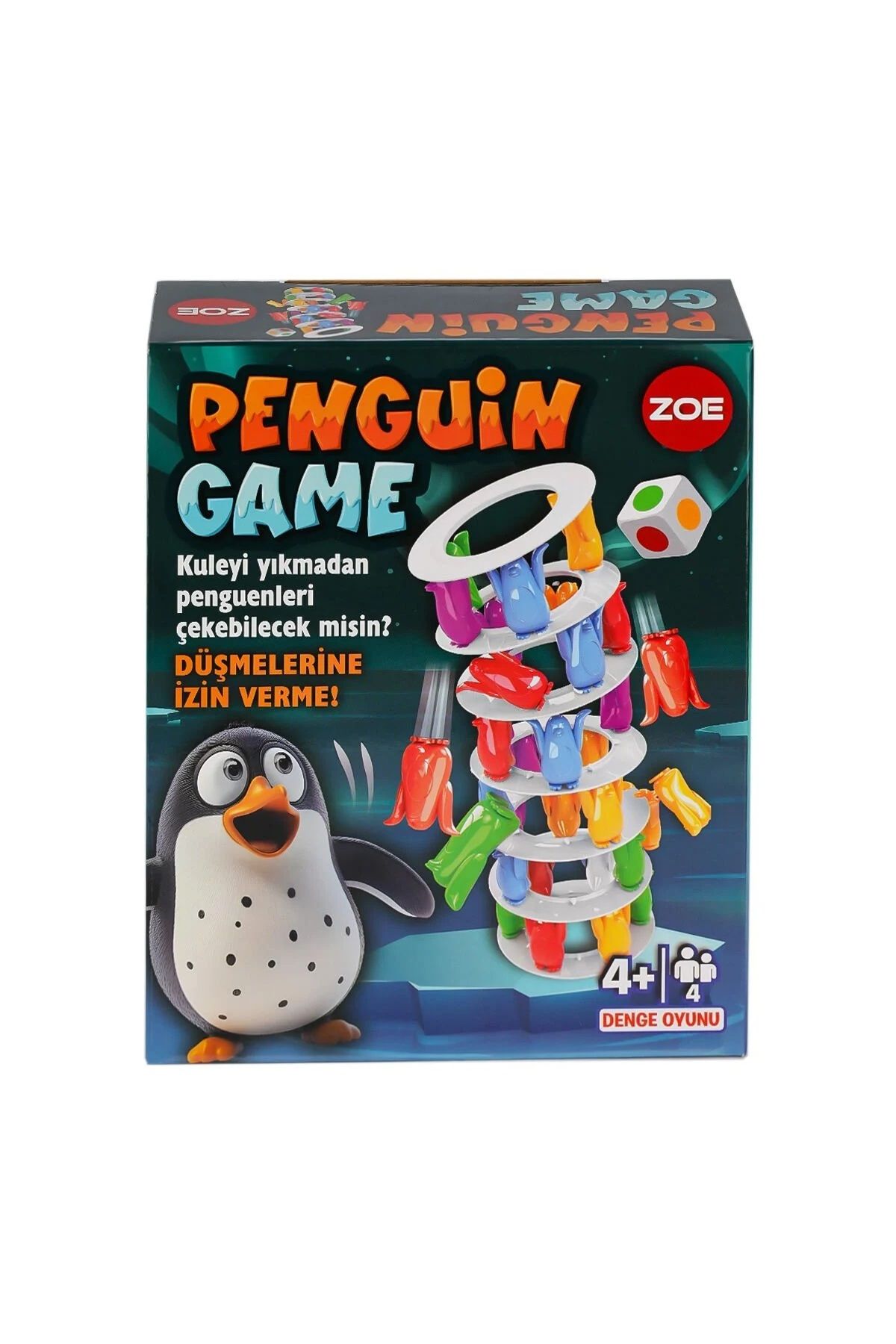 ELDİPA Penguin Game Denge Oyunu | 4+ Yaş | 1-4 Oyuncu | Renk Zarlı Eğitici ve Eğlenceli Kule Oyunu