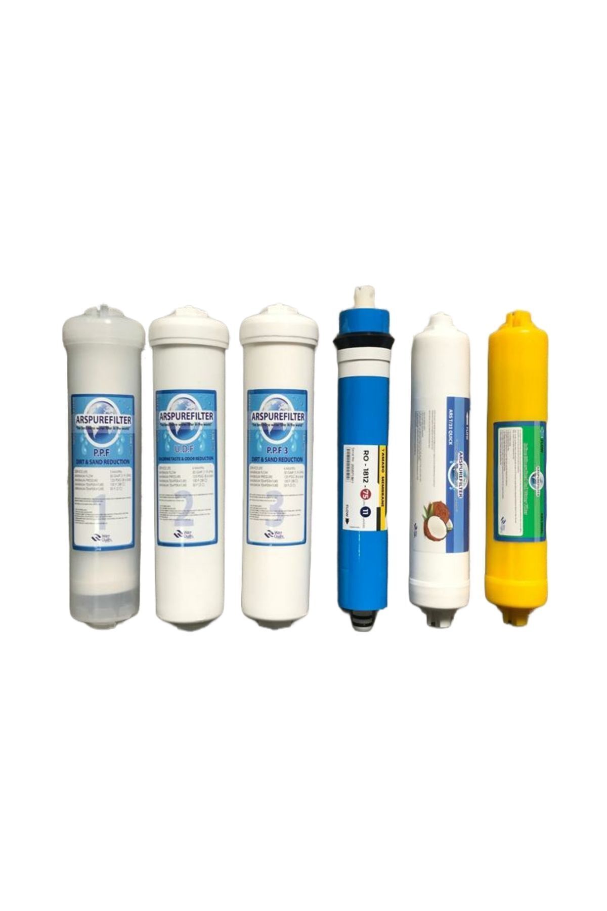 REVERSOSMOZARISU Su Arıtma Kapalı Kasa Cihaz Inline Quick Mineralli 6lı Filtre Seti