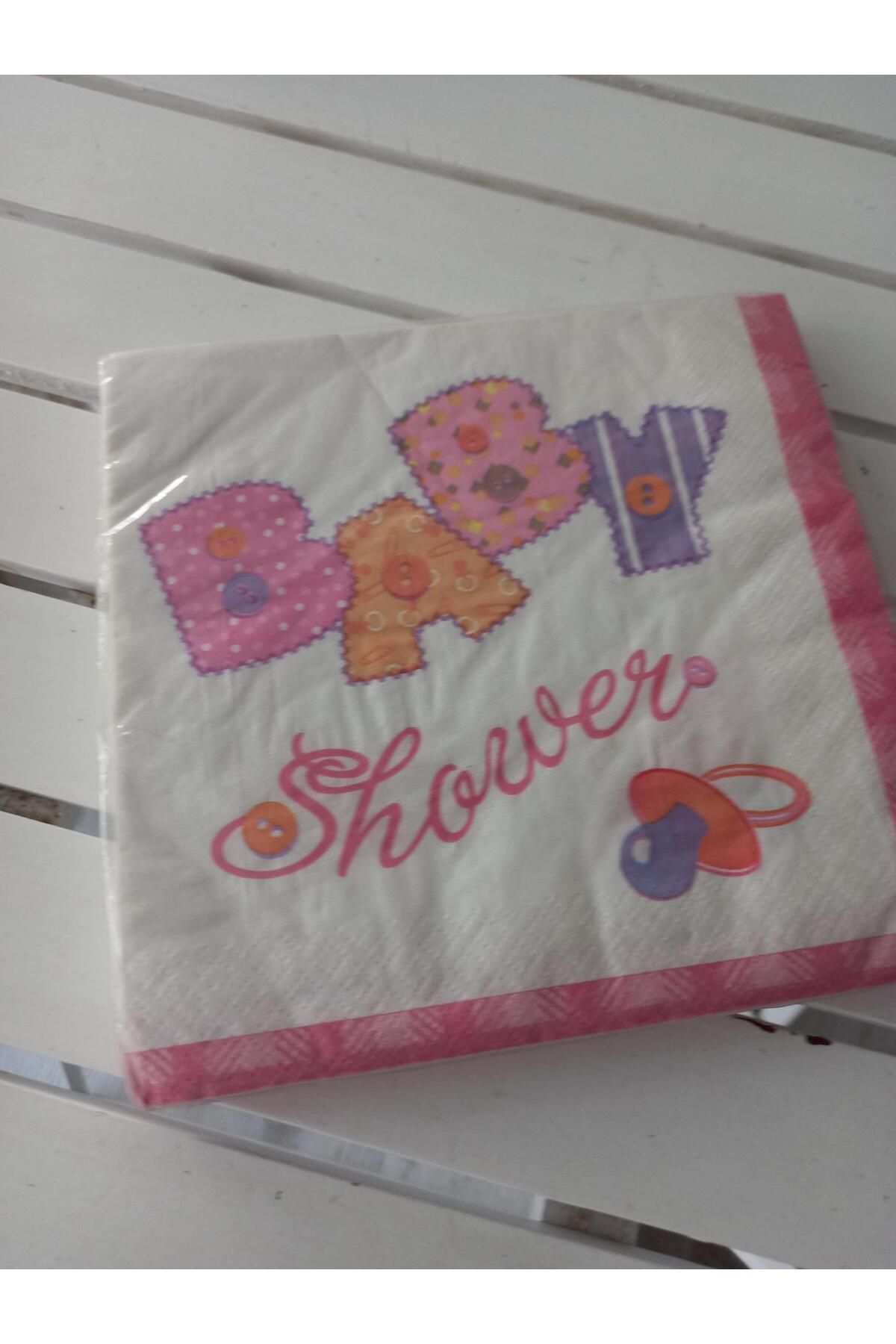 Helvacıoğlu Çikolata Baby Shower Dekorlu Peçete, 1 Adet (20 Peçete ), Pembe