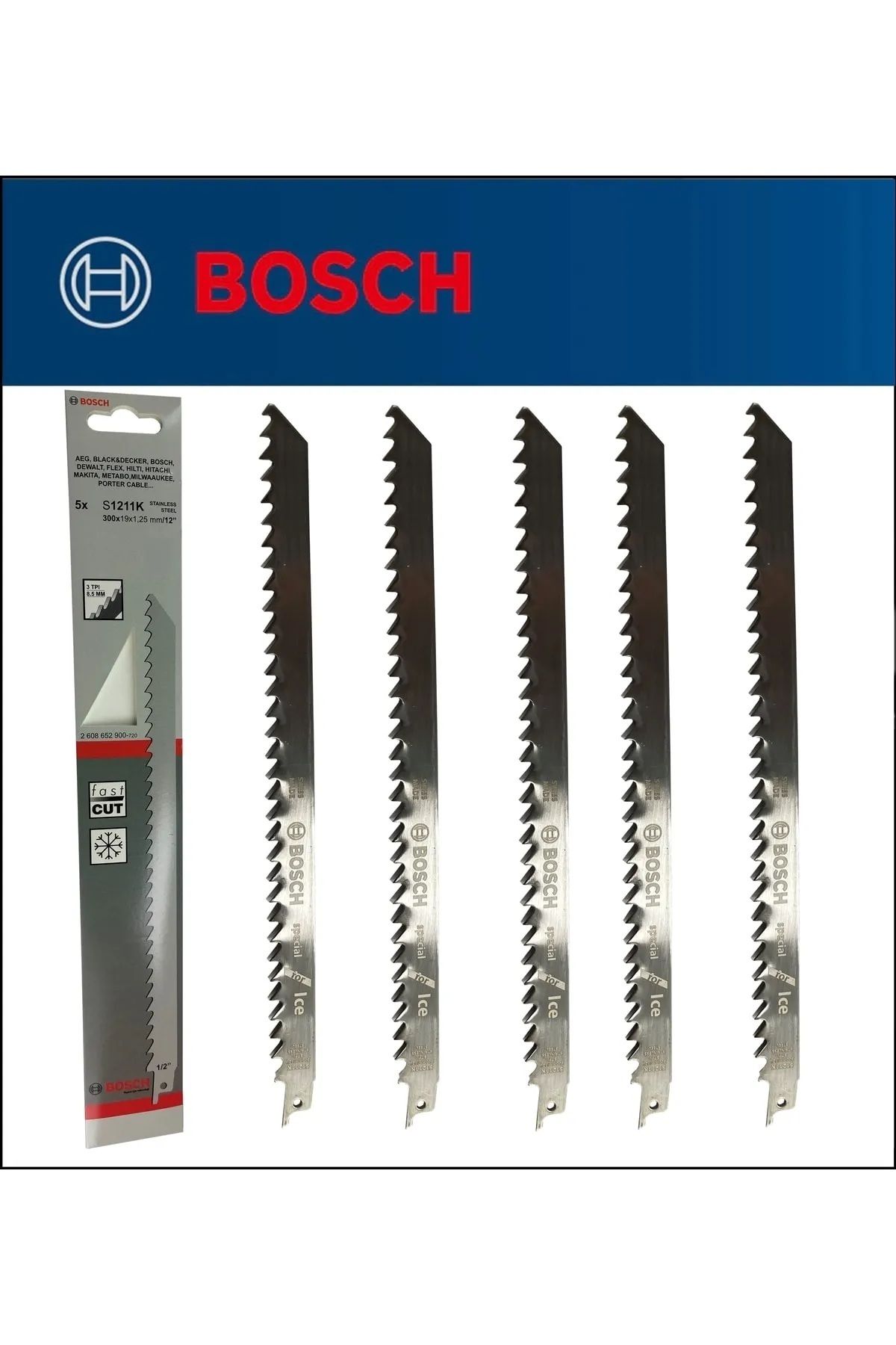 Bosch 5 ADET - Tilki Kuyruğu Bıçağı S 1211 K Buz ve Kemik Kesme
