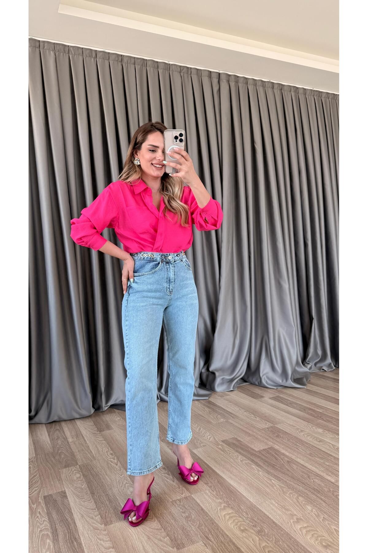 pelin yıldız butik Sofia Gold Zincirli Jean