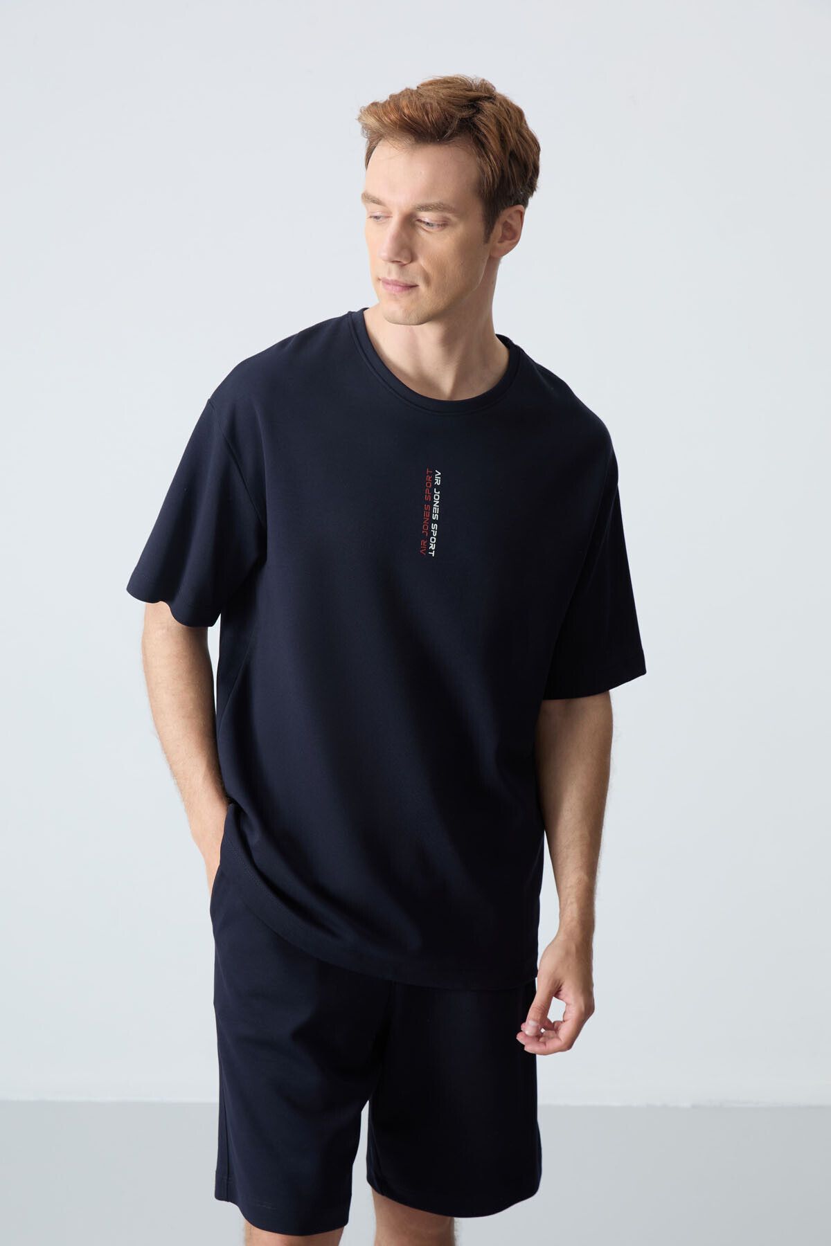 LOU MODA ERKEK KISA KOLLU BASKILI 2Lİ TSHIRT-ŞORT TAKIMI PAMUKLU