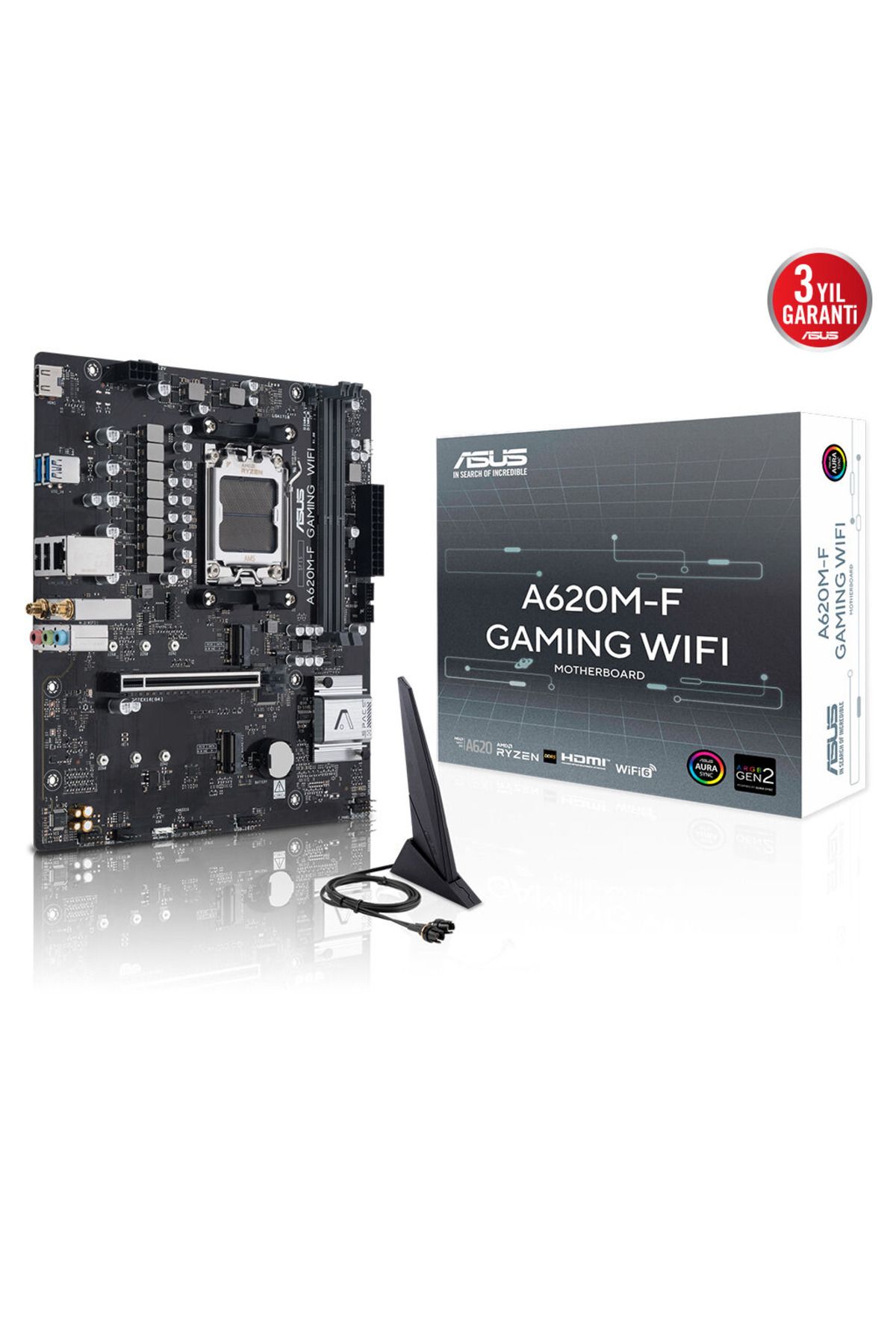 ASUS A620M-F GAMING WIFI, 2xDDR5, 2xM.2, HDMI, Wi-Fi 6E, Bluetooth v5.3, AM5 Soket Gaming Anakart