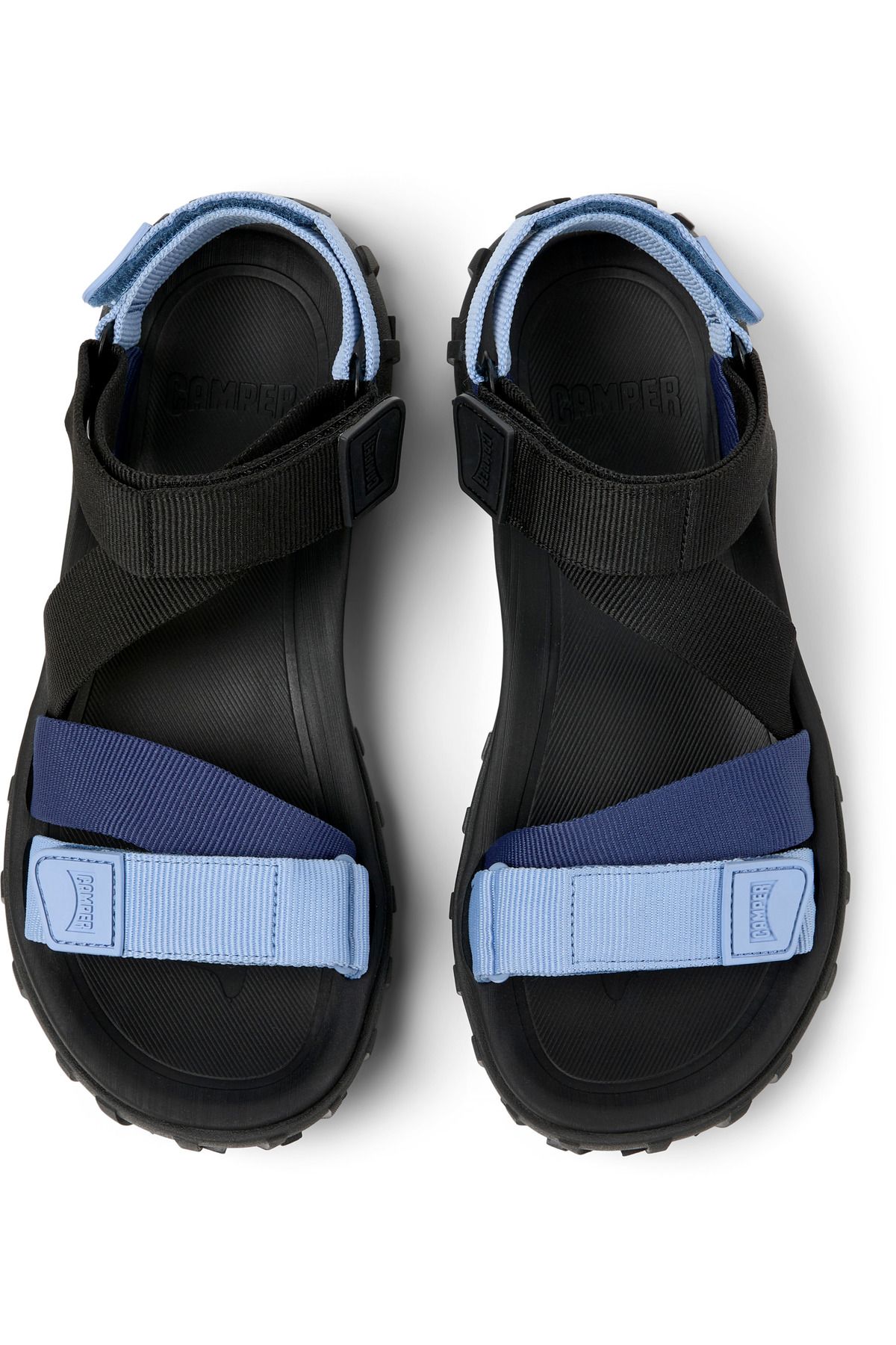 CAMPER-Men's Blue Summer Sandal, Adjustable Hook And Loop Strap, Open Toe, Comfortable Sole Drift Trail 3