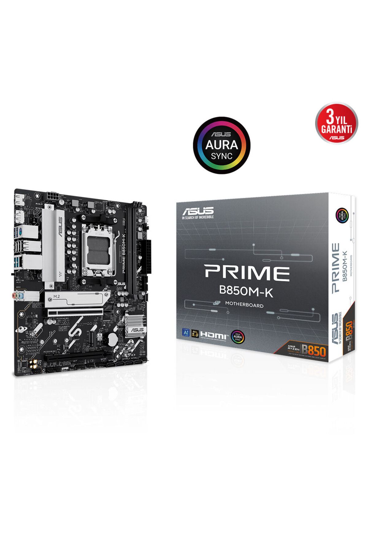 ASUS PRIME B850M-K, 2xDDR5, 2x M.2, DP, HDMI, AM5 Soket Anakart