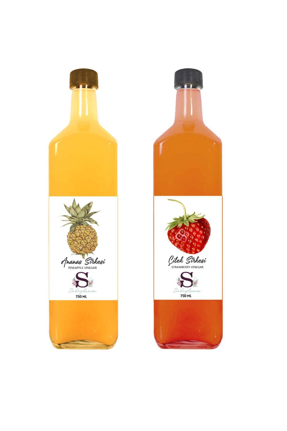 Süheylaana Doğal Ananas Sirkesi 750 Ml - Doğal Çilek Sirkesi 750 Ml